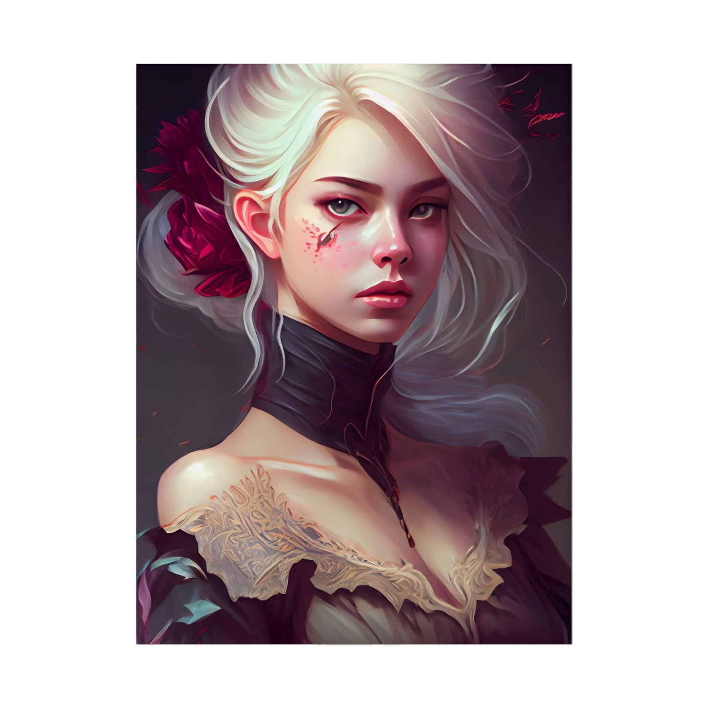 Blonde Beauty in Nature: Realistic Portrait Art - Poster