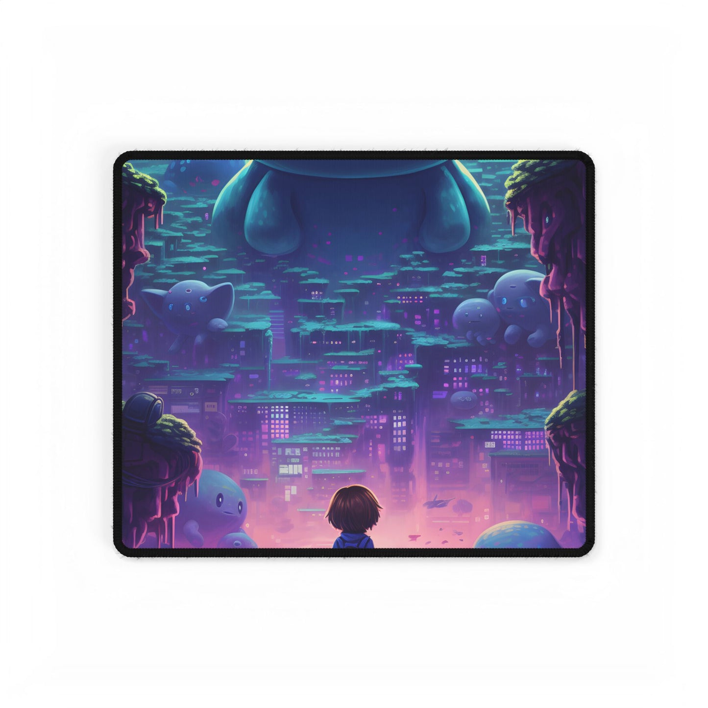 Pixelated Cyber-Pet: Digital Art in Colorful Pixels - Desk Mat