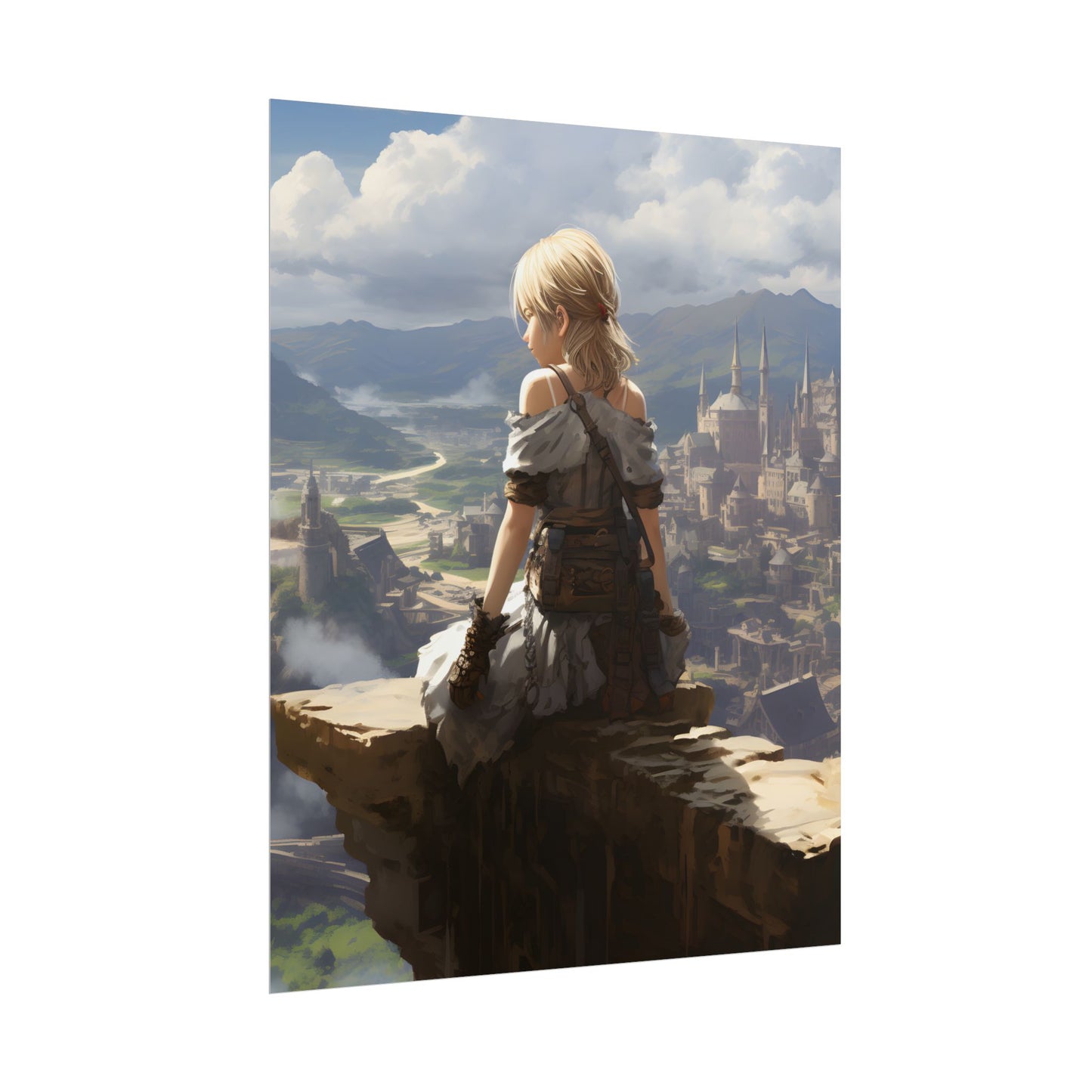 Anime Dreams: Flying Blonde Digital Artwork - Poster
