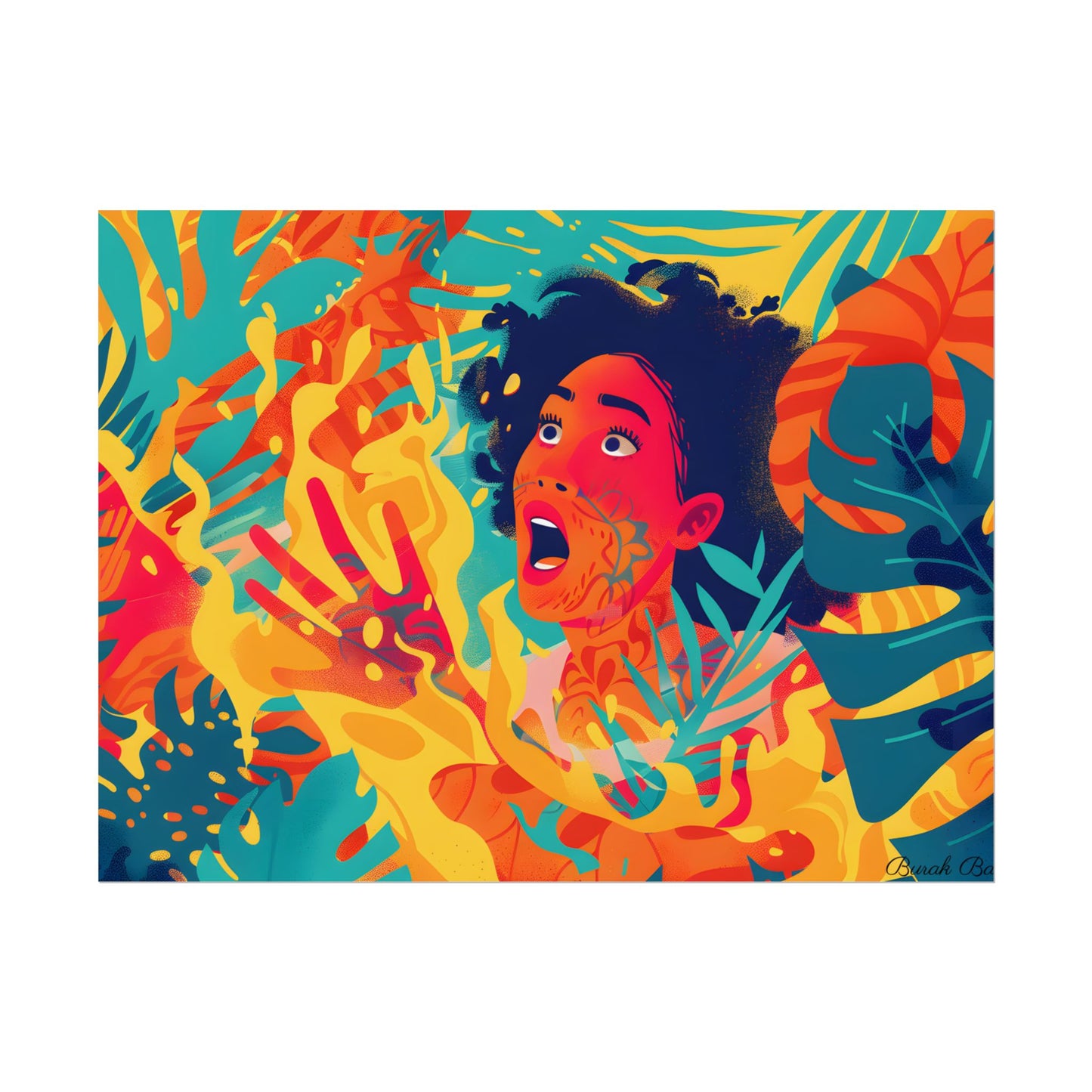 Whimsical Plant Illustration: Digital Cartoon Art - Poster