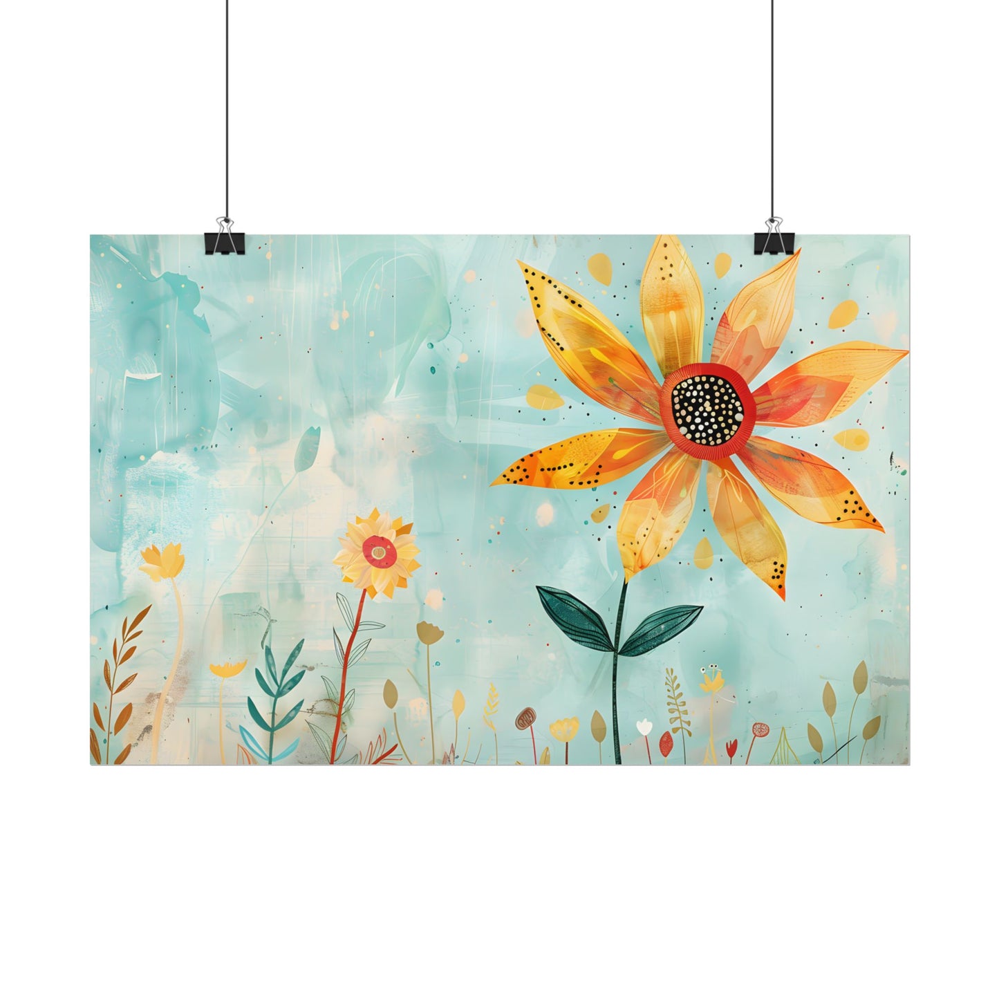 Blooming Growth: Whimsical Flower with Mindset Message Art - Poster