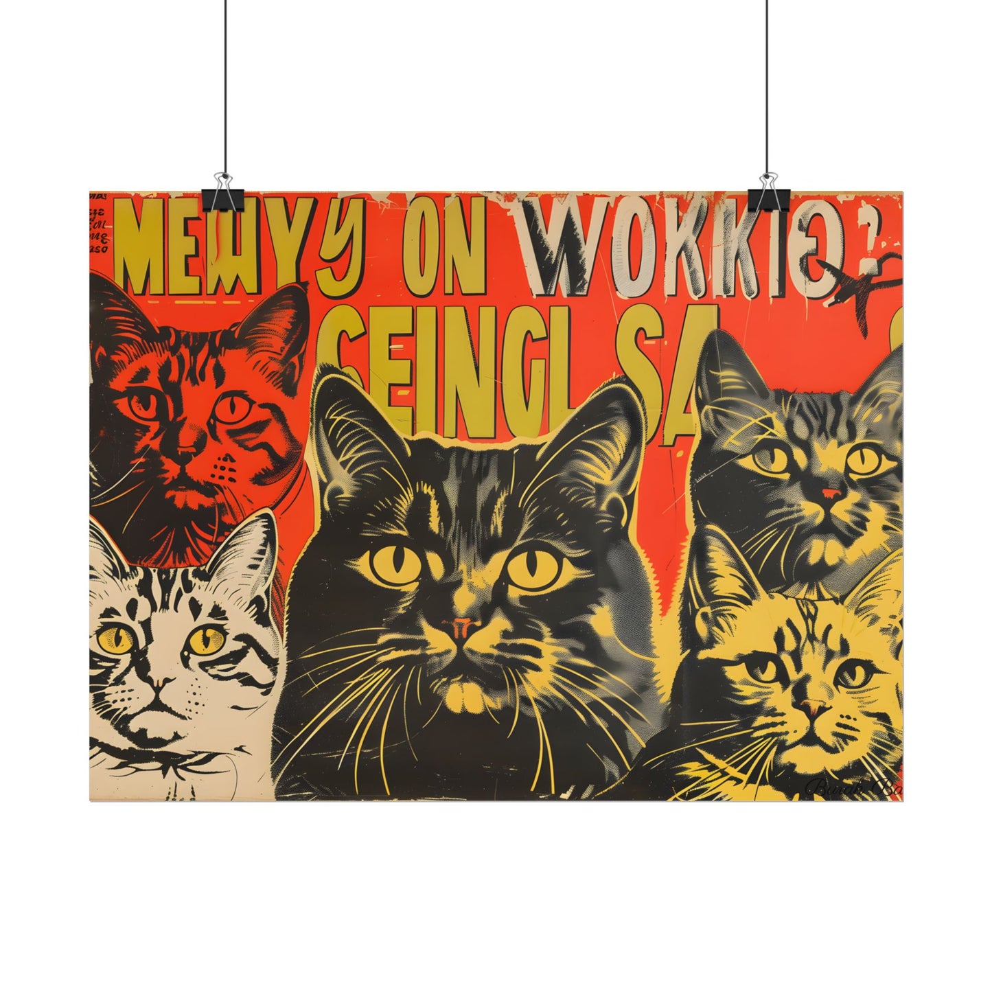 Whisked Away: A Soviet-Inspired Poster Featuring Multiple Feline Friends - Poster