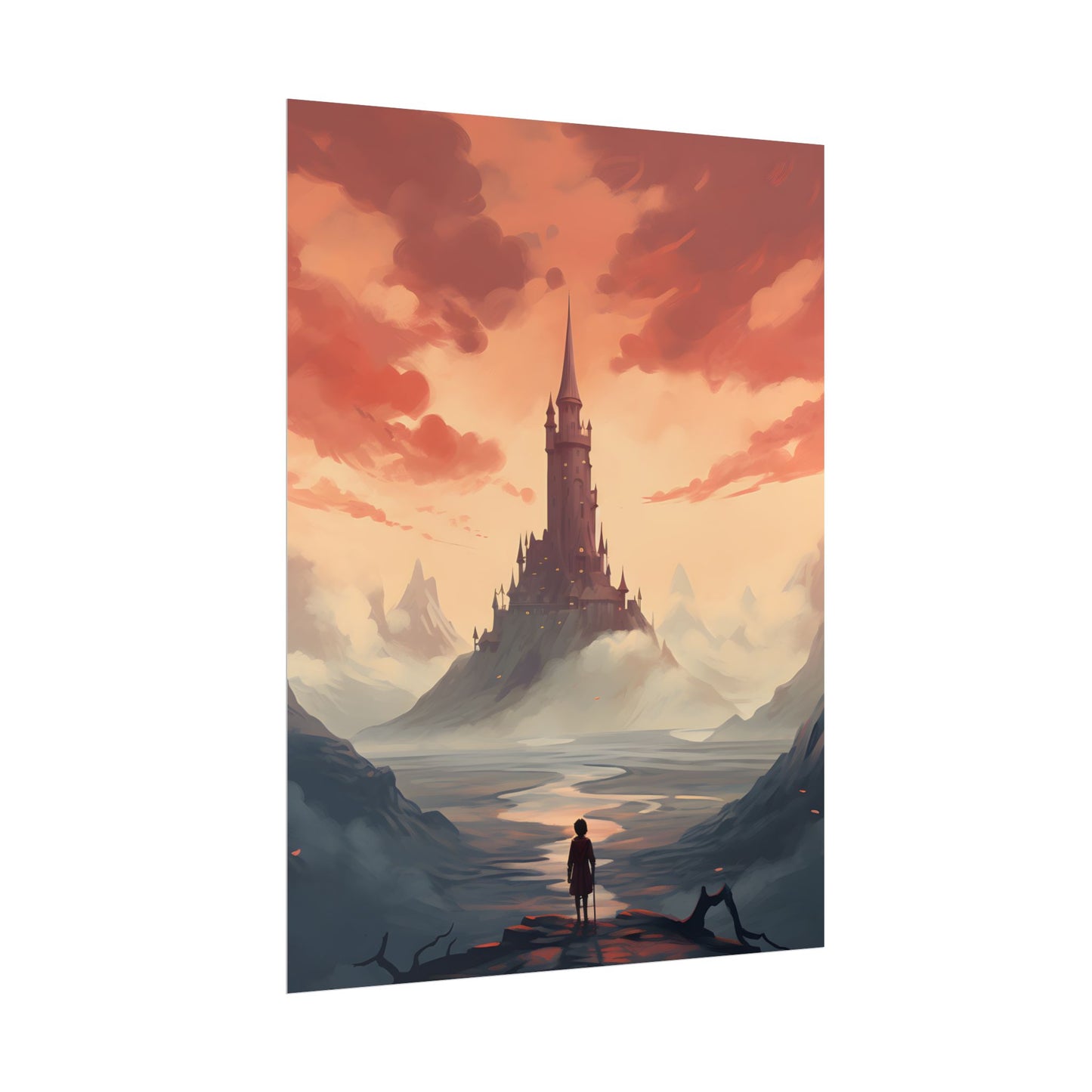 Winter Wonderland: Vibrant Snow-covered Scene with Cozy Red House - Poster
