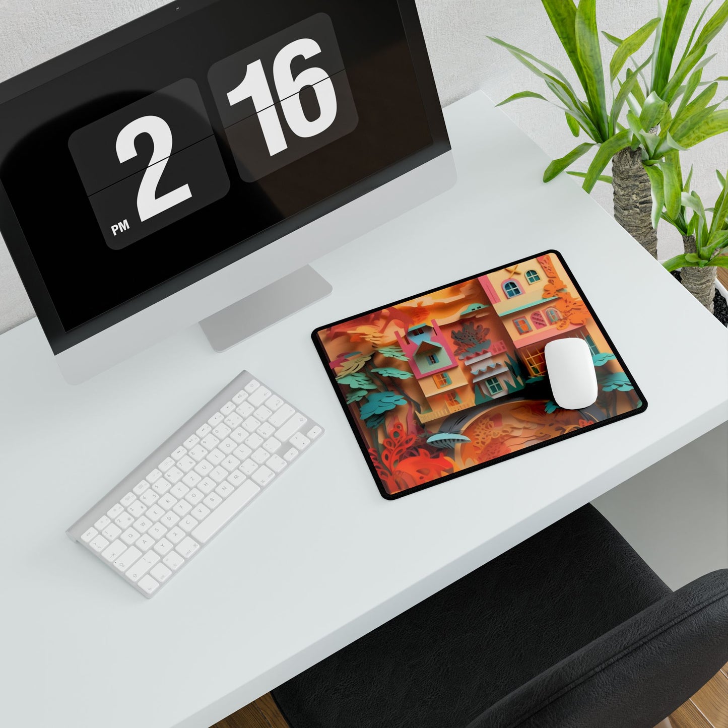 Whimsical Paper Quilling Illusion: Realistic Photograph - Desk Mat