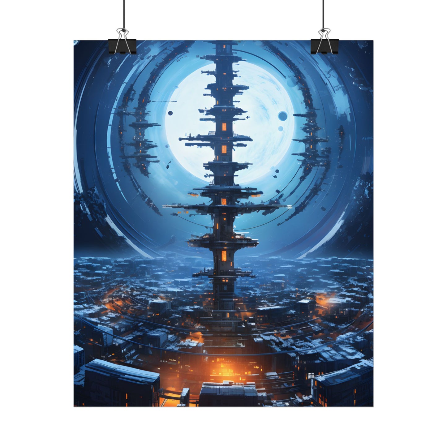 Aetherial Space Station: Low Earth Orbit Digital Art - Poster