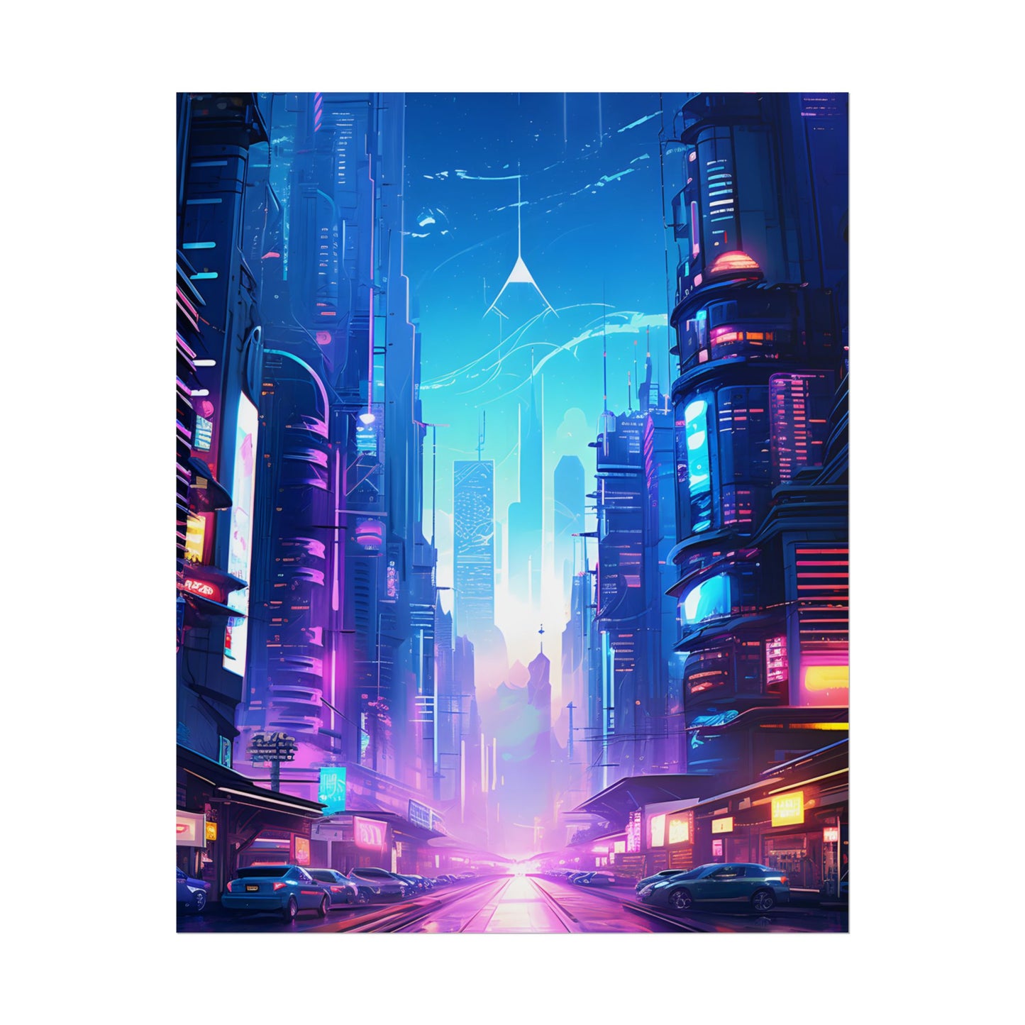 Futuristic Cityscape: Cyberpunk Dystopia Digital Artwork - Poster