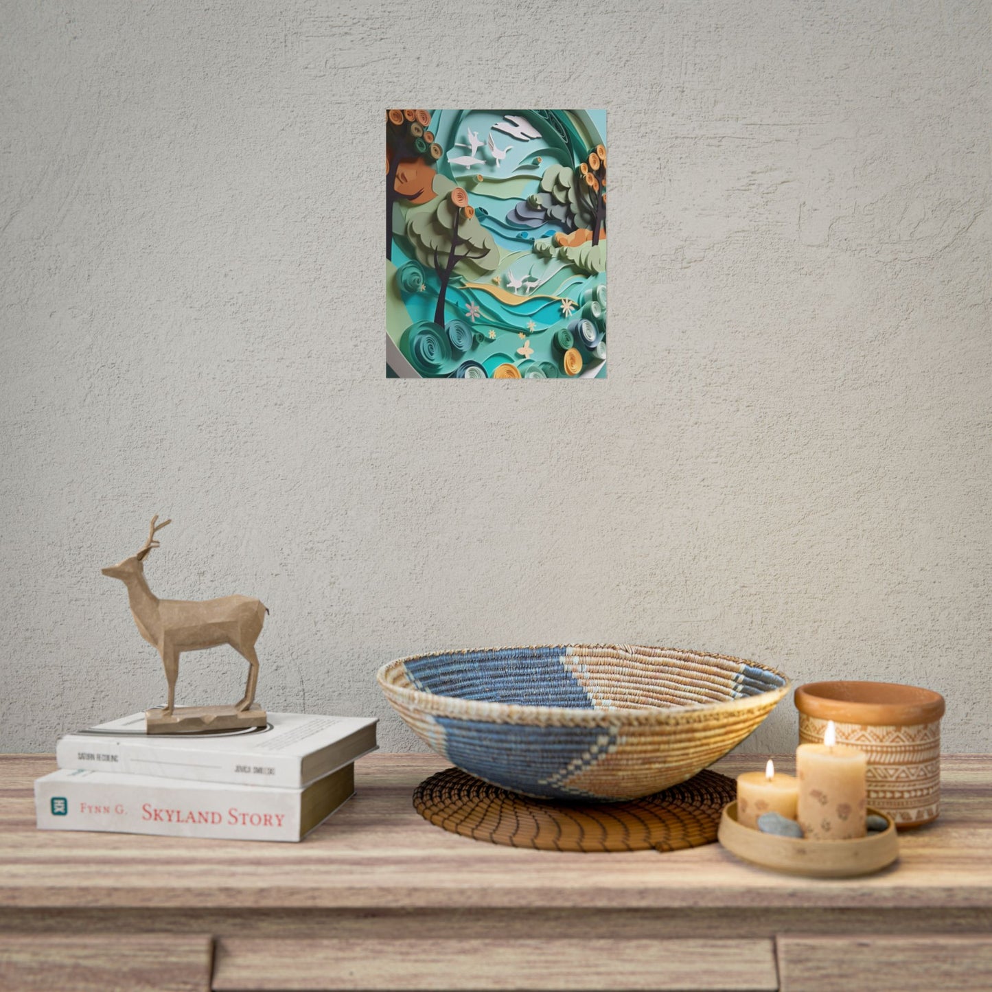Eye-Catching Beach Landscape: Paper Quilling Art - Poster