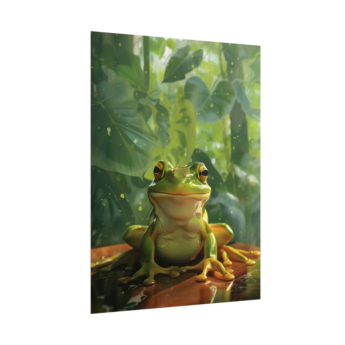 Whimsical Frog Oasis: A Peaceful Lily Pad Scene - Poster