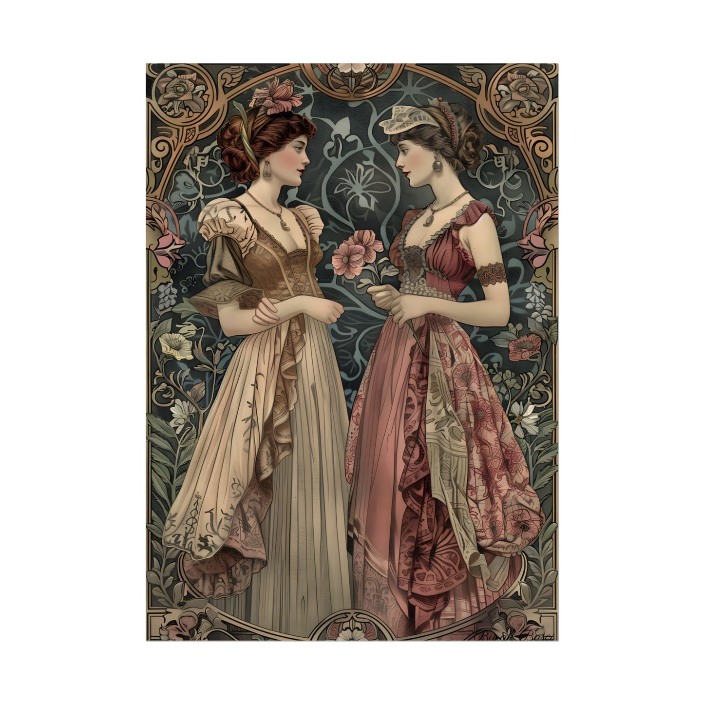 Women in Ornate Attire: Formal Primrose Ceremony - Poster