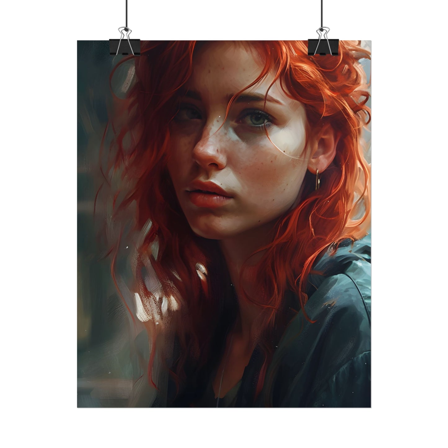 Astonishing Redhead Portrait: Realistic Artwork - Poster