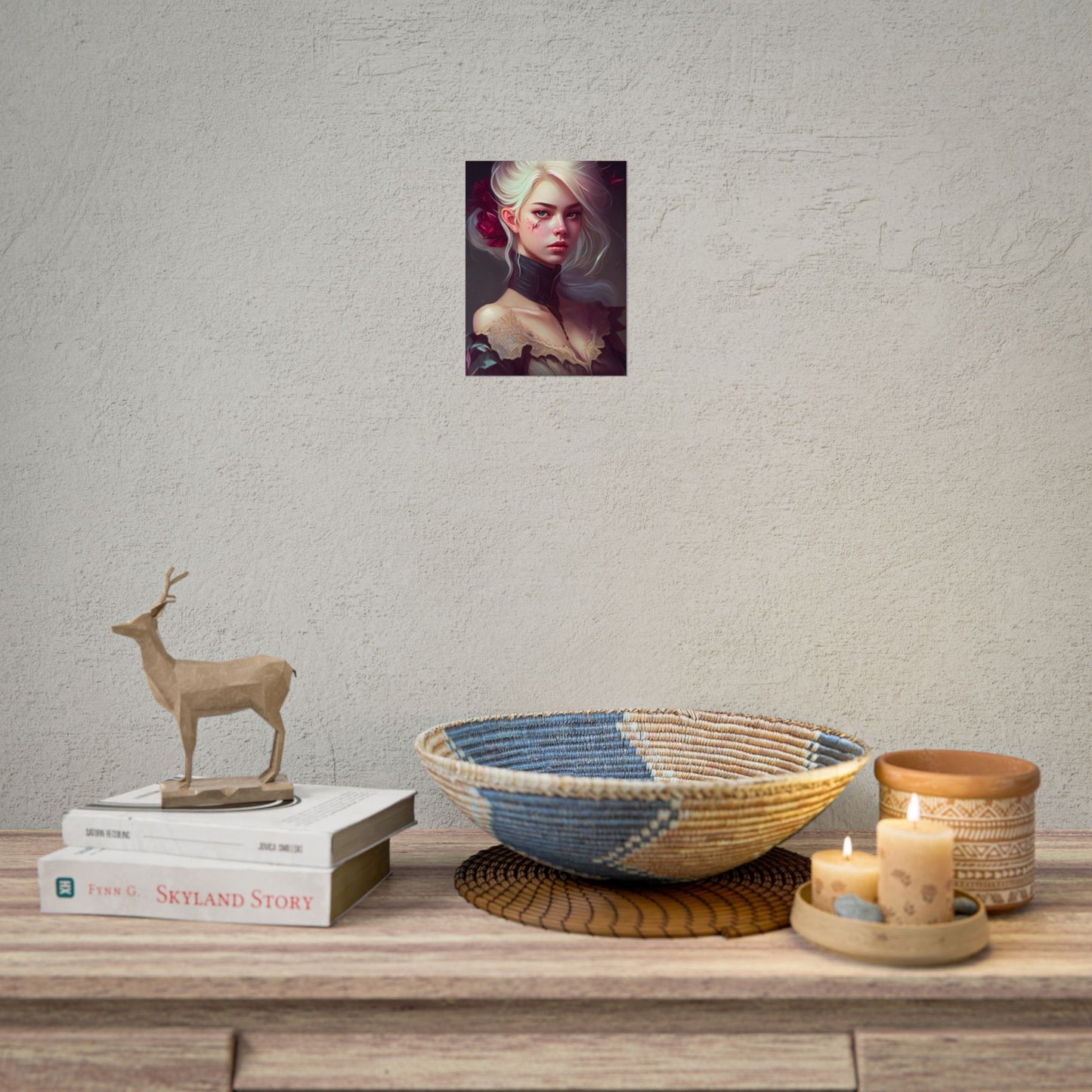 Blonde Beauty in Nature: Realistic Portrait Art - Poster