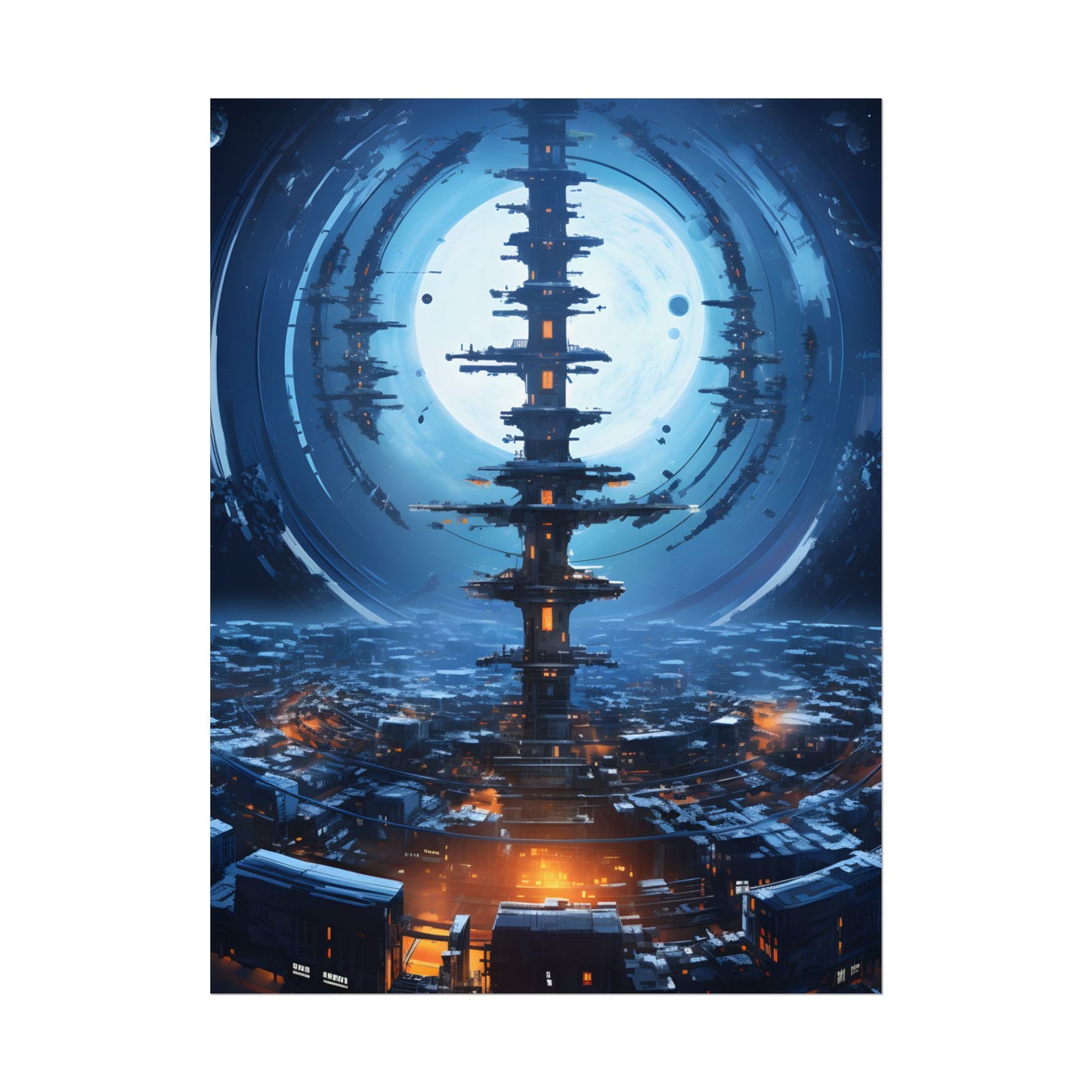 Aetherial Space Station: Low Earth Orbit Digital Art - Poster