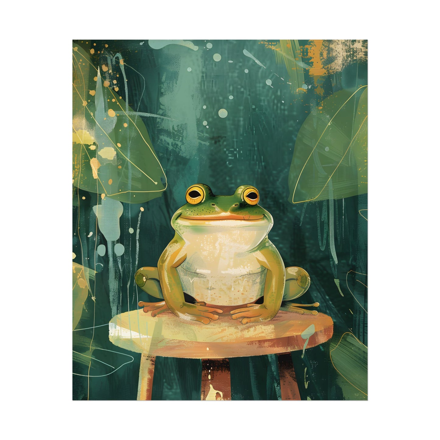 Whimsical Frog Cartoon: Colorful Ta Illustration - Poster