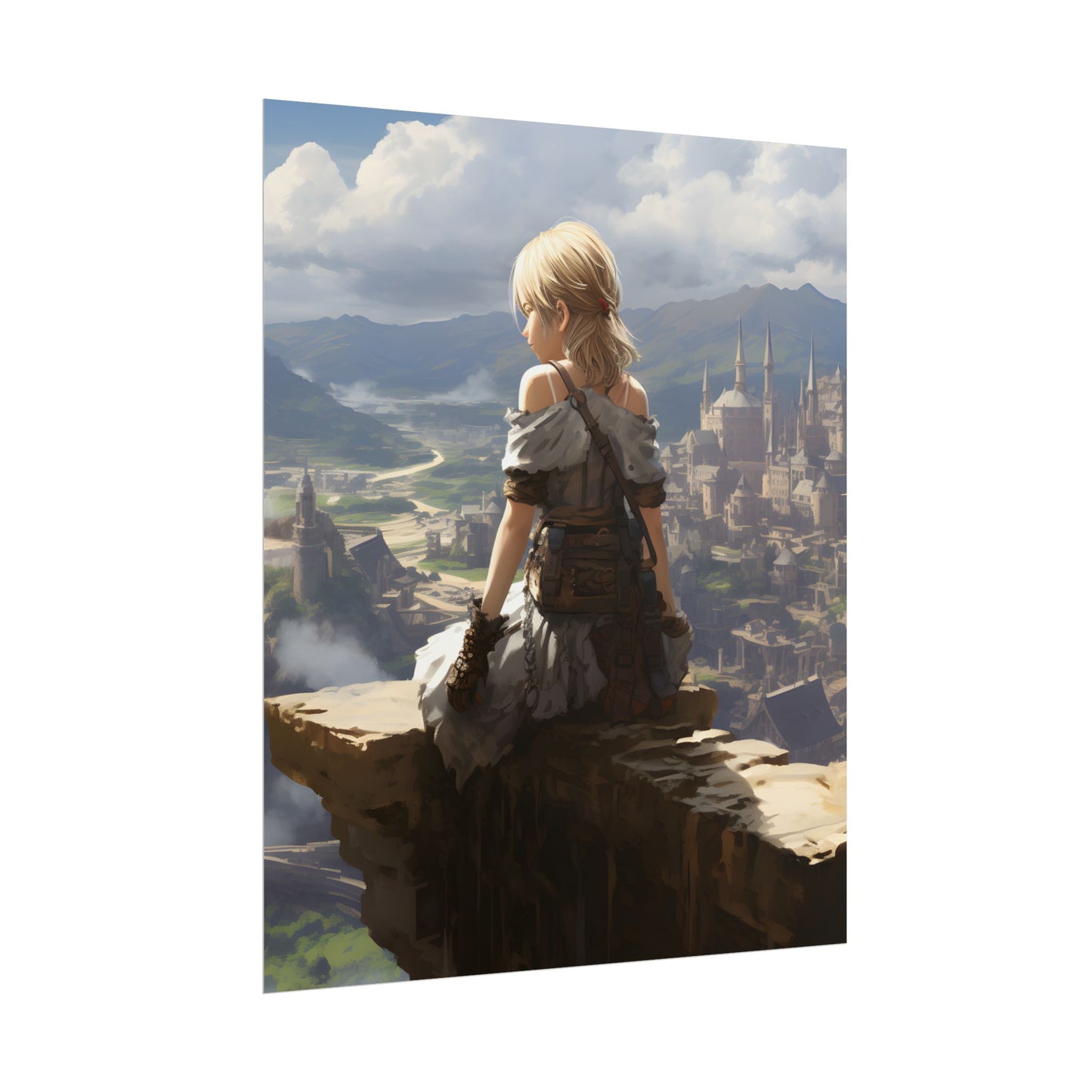 Anime Dreams: Flying Blonde Digital Artwork - Poster