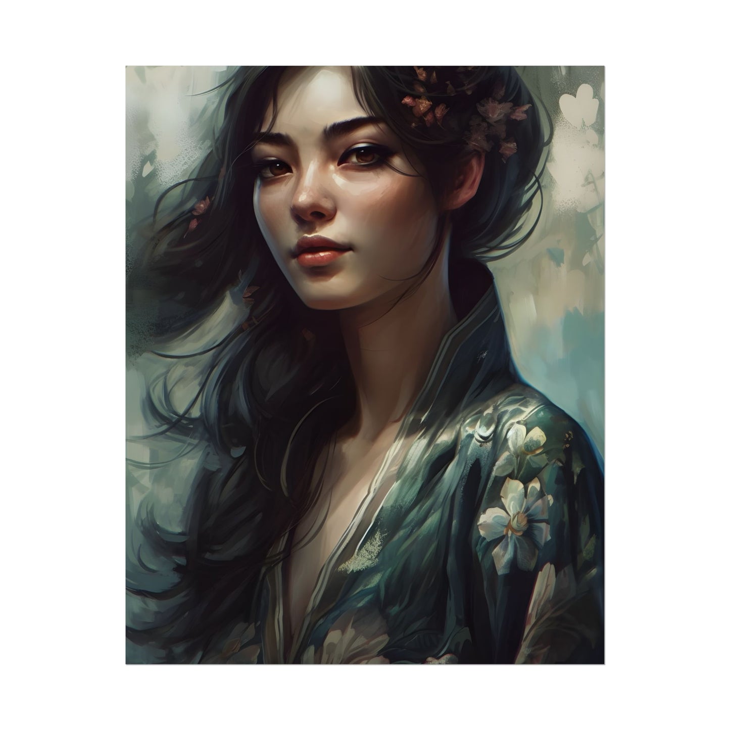 Astonishing Realistic Brown Hair Female Portrait: Studio Artwork - Poster