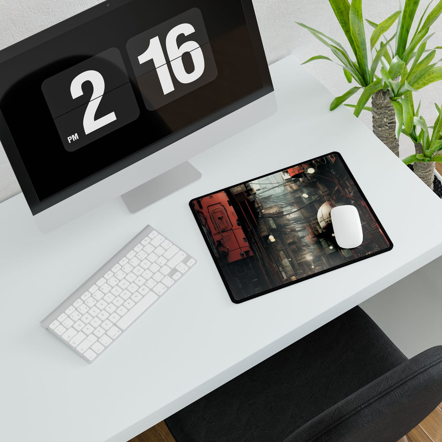 A New Era Unfolds: Post-Apocalyptic Steampunk Cityscape - Desk Mat
