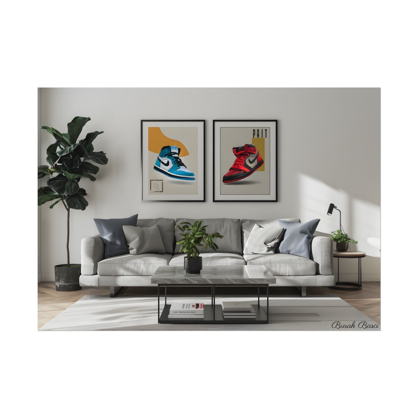 Minimalist Modern Living Room: Neutral Colors & Natural Light Art - Poster