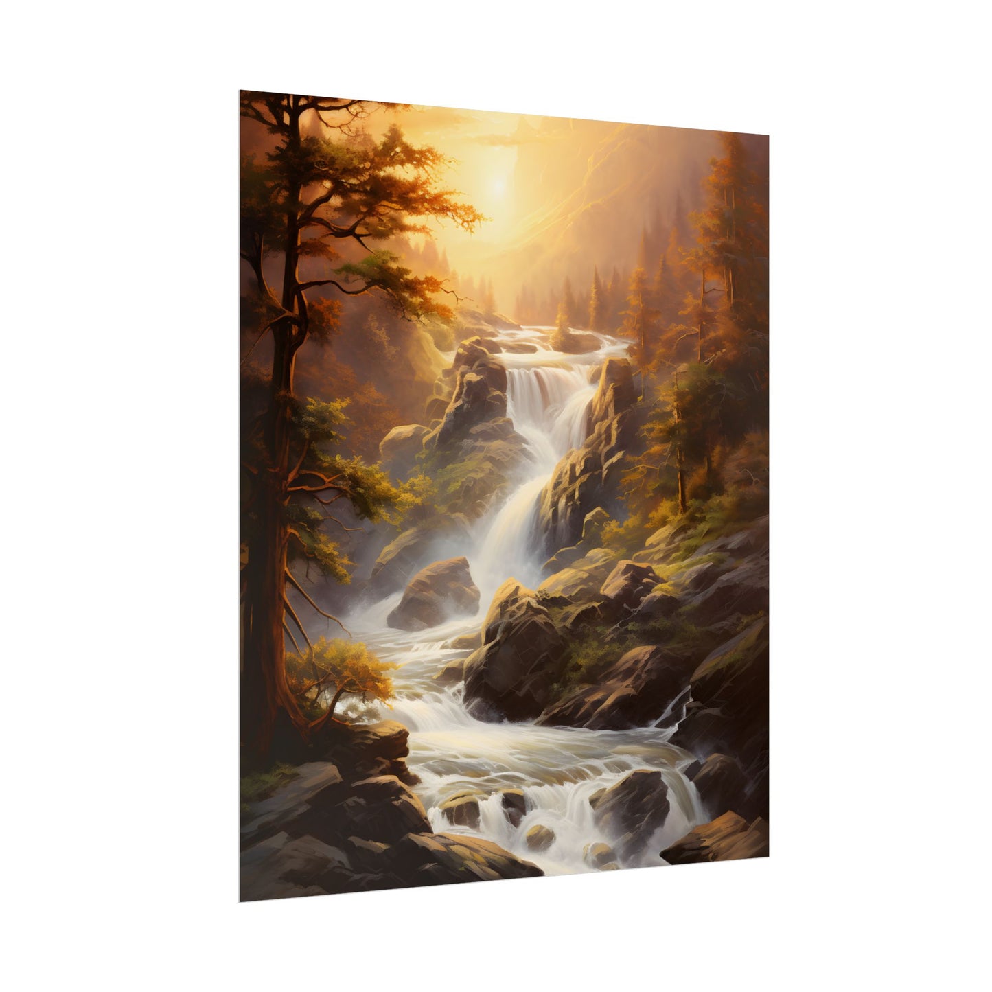 Breathtaking Waterfall: Oil Painting Artwork - Poster