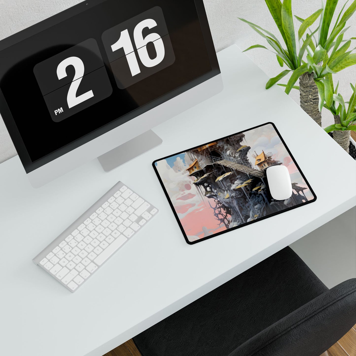 Person Standing Outside: Realistic Daytime Building Scene - Desk Mat