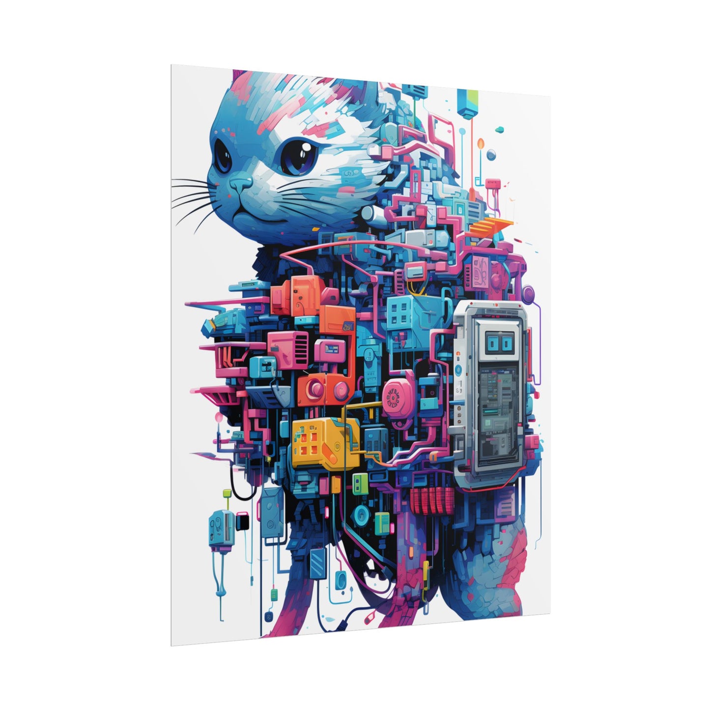 Whimsical Pixelated Cyber Pet: Retro-Style Digital Art - Poster