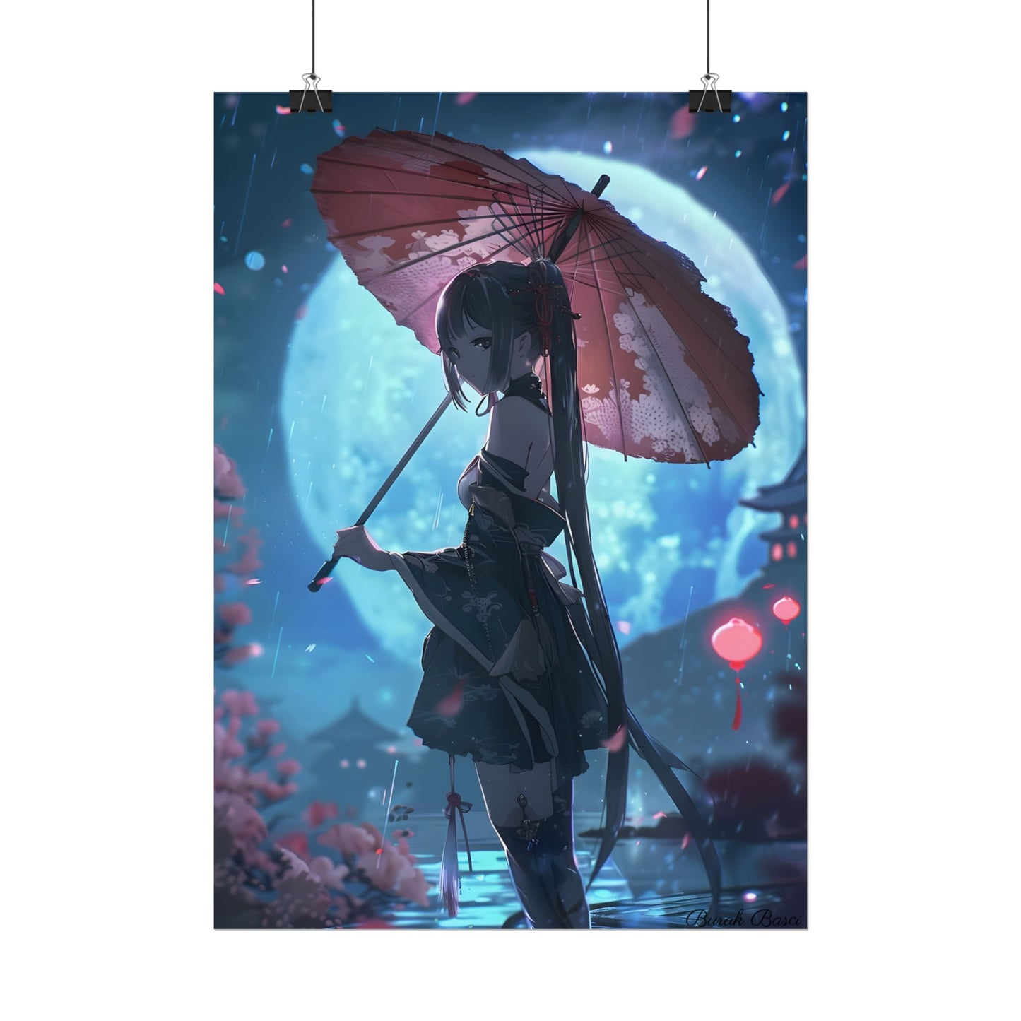 Anime Winter Girl: Gentle Snow Scene Art - Poster