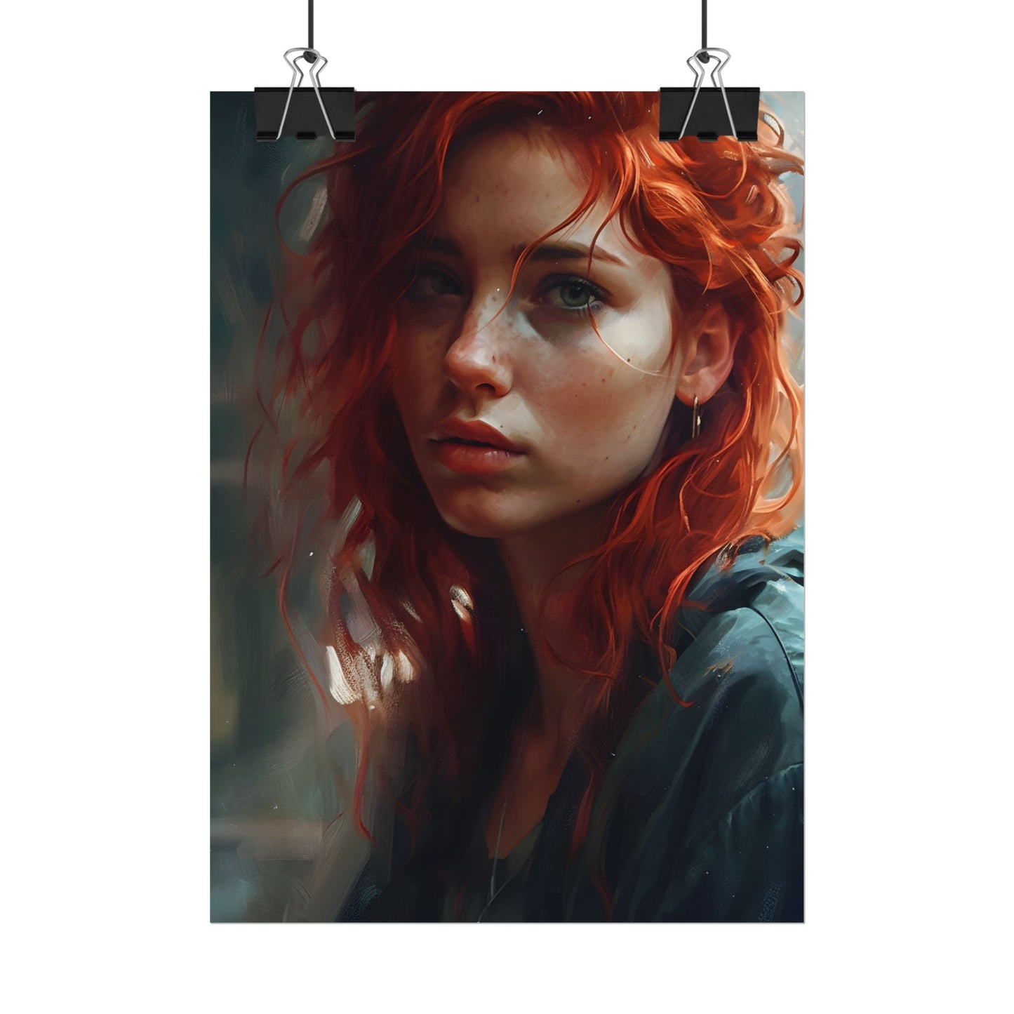 Astonishing Redhead Portrait: Realistic Artwork - Poster