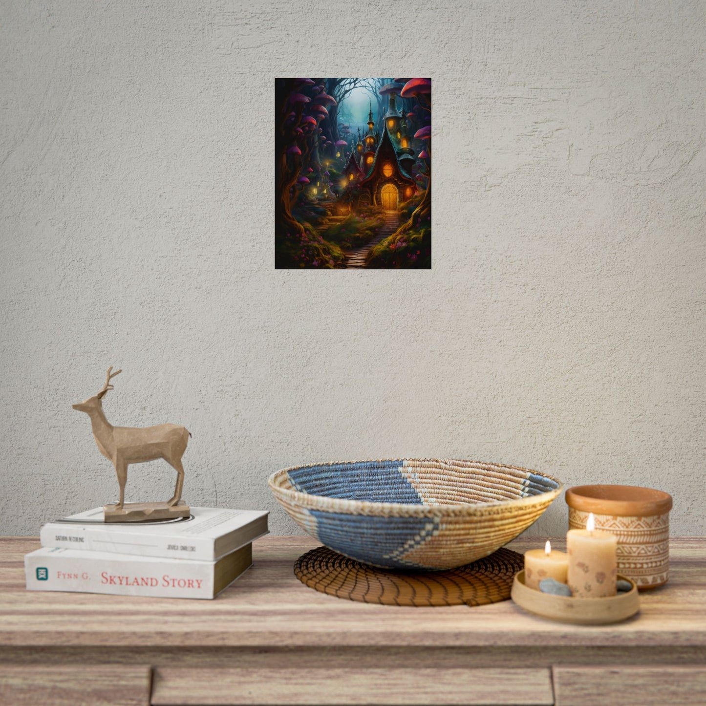 Enchanted Forest Boy: Whimsical Fairy Tale Scene - Poster