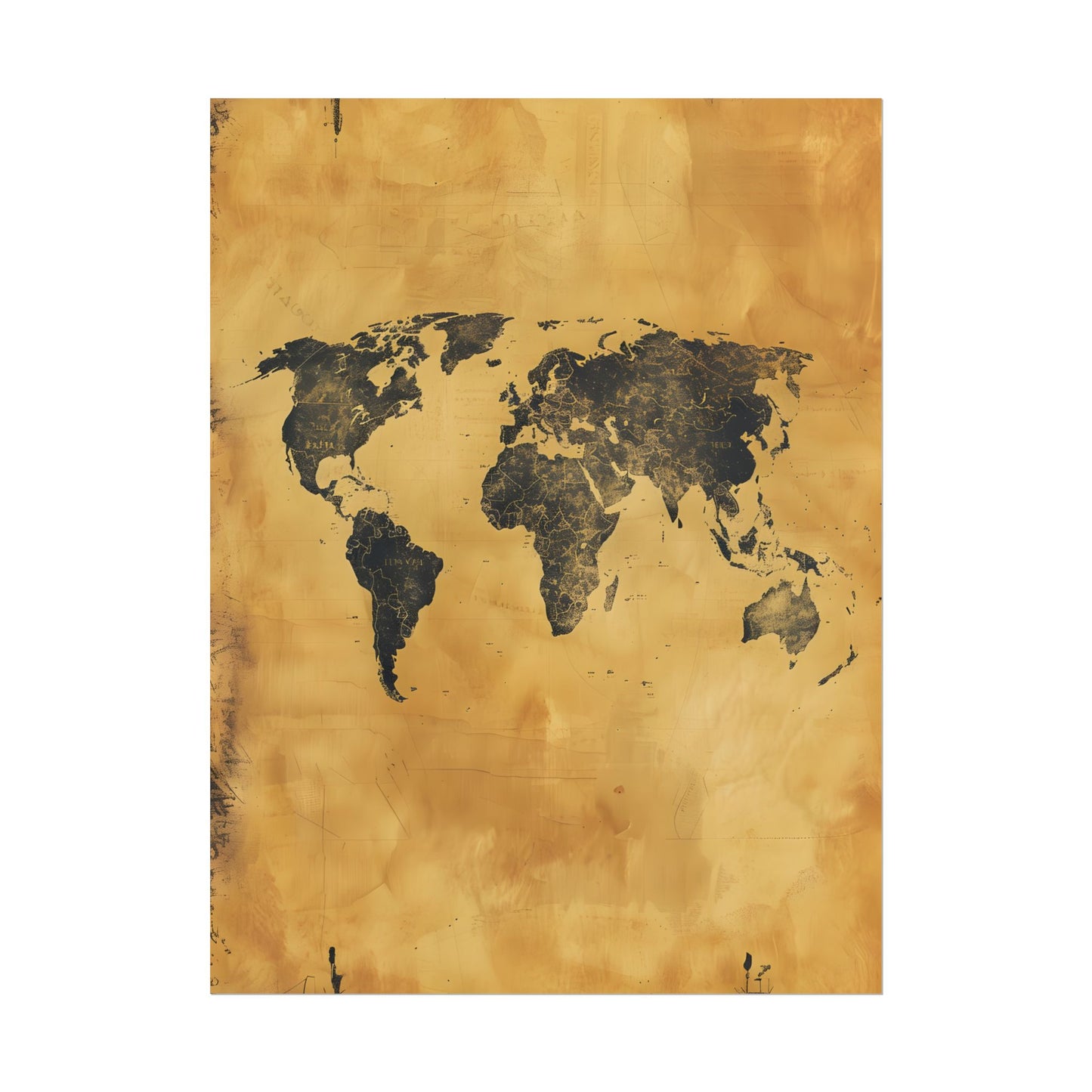 Vintage World Map: Decorative Art Piece - Poster