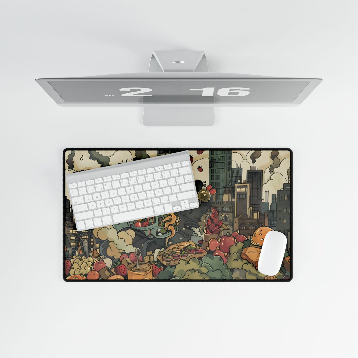 Vibrant Urban Scene: Colorful Art Inspired by Rapper's Style - Desk Mat
