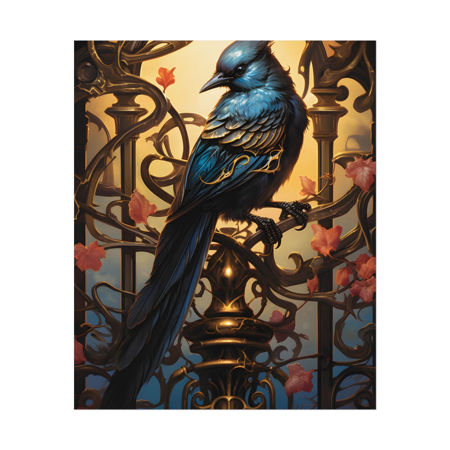 Songbird Guardian: Intense Portrait Digital Art - Poster