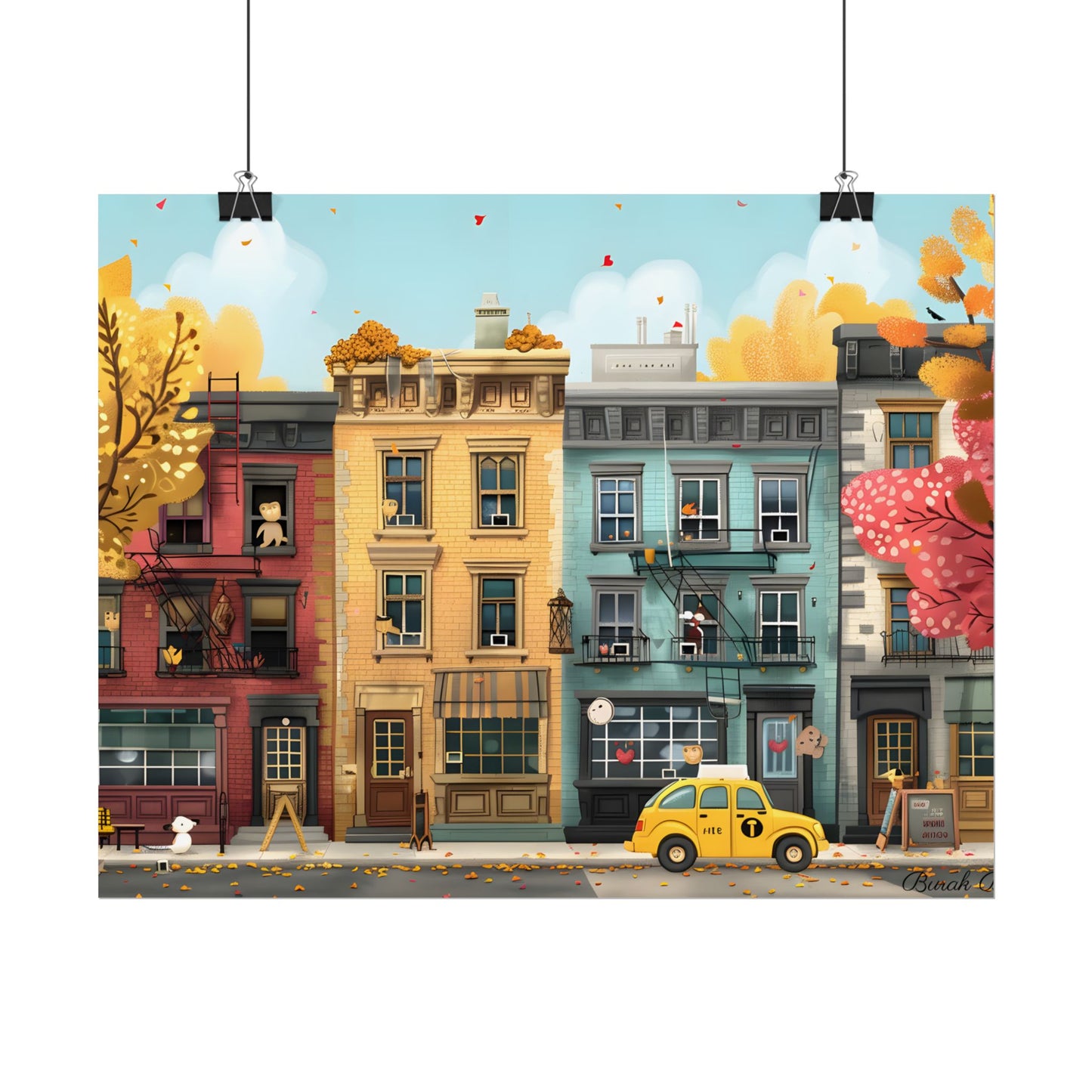 Whimsical Wonder: Playful Yellow Building Illustration - Poster