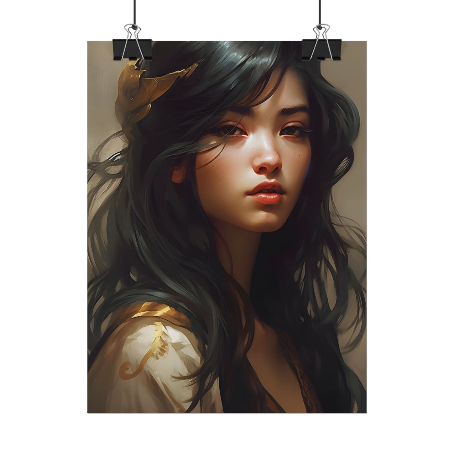 Astonishing Black Haired Portrait: Digital Artwork - Poster