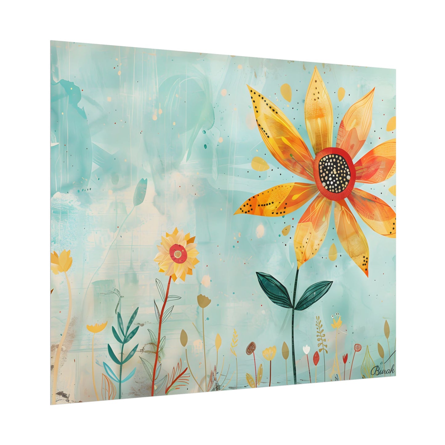 Blooming Growth: Whimsical Flower with Mindset Message Art - Poster