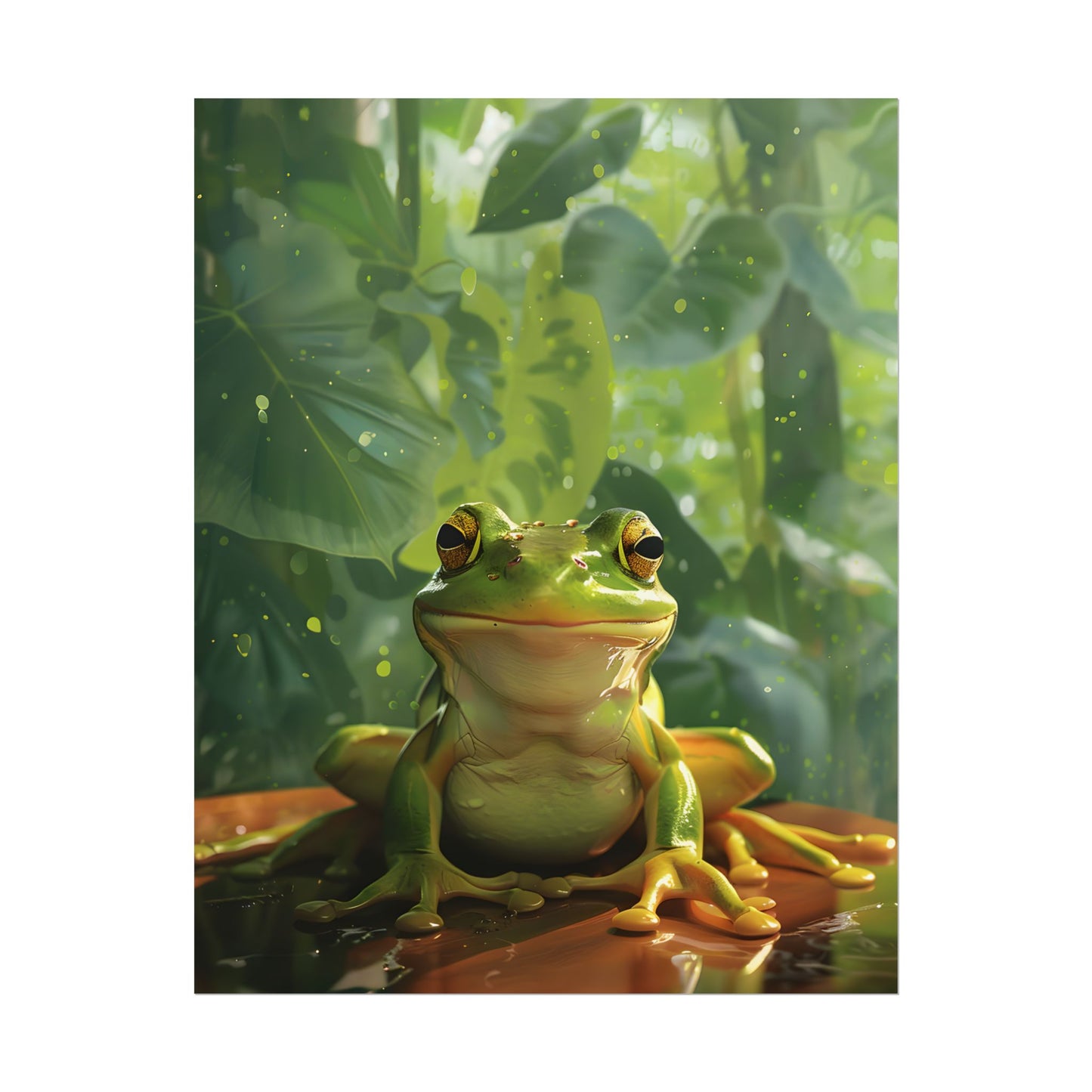 Whimsical Frog Oasis: A Peaceful Lily Pad Scene - Poster
