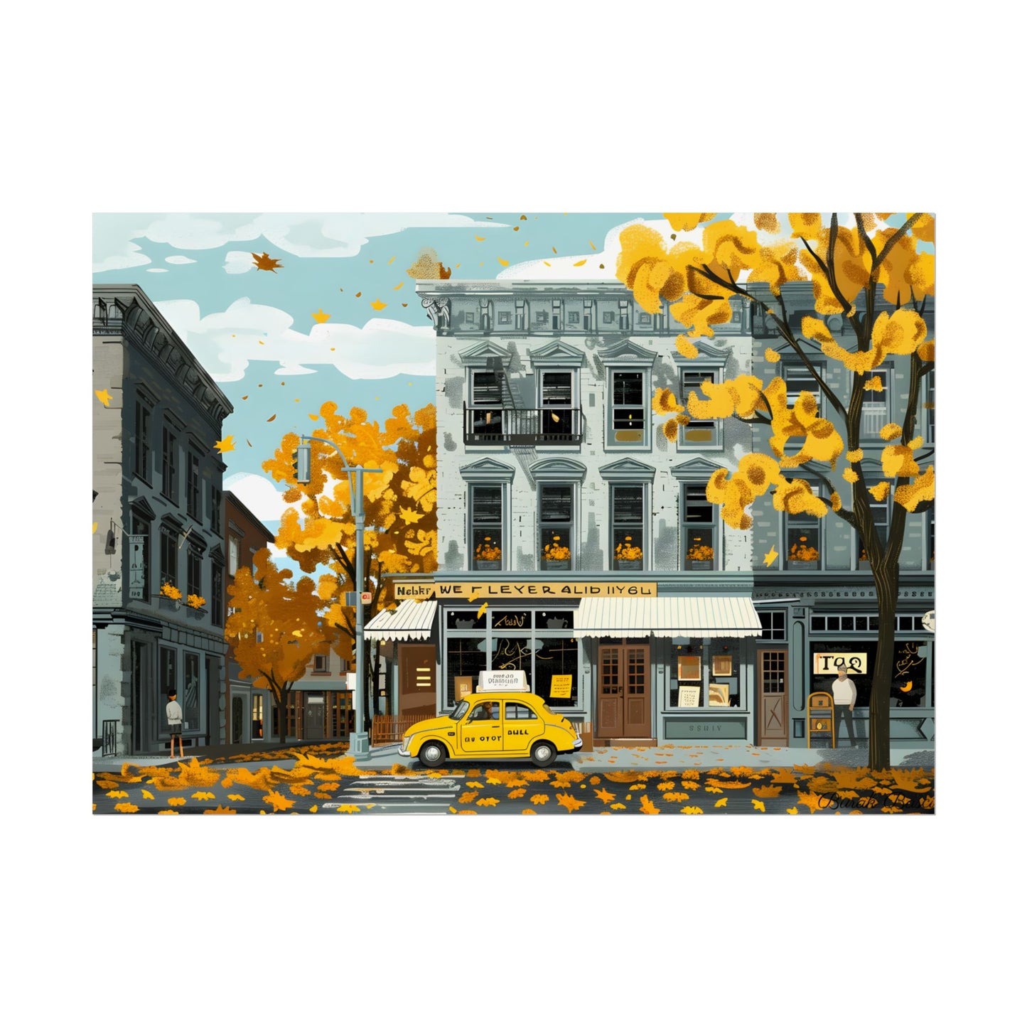 Whimsical Yellow Building: Ornate Illustration Artwork - Poster