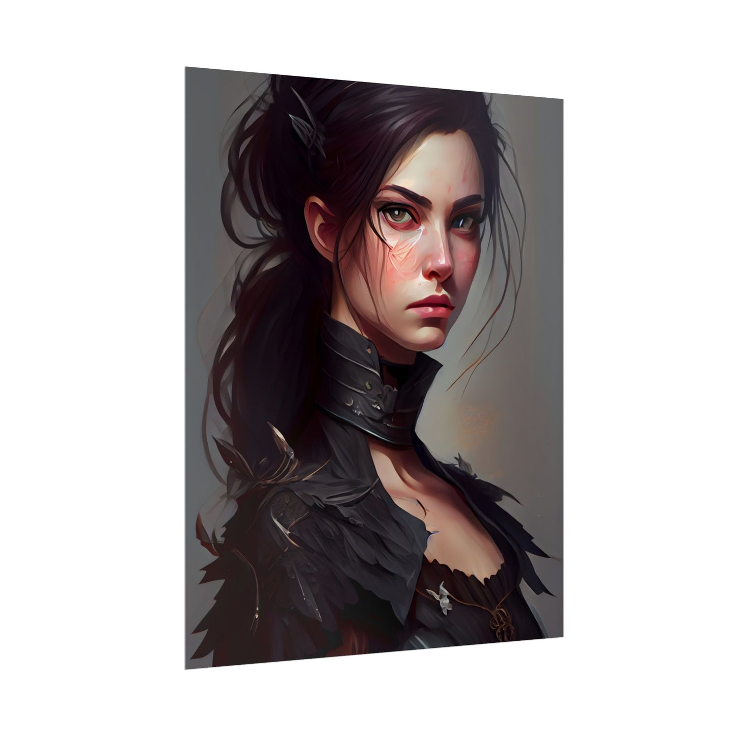 Artistic Female Portrait: Elegant Dress Digital Artwork - Poster