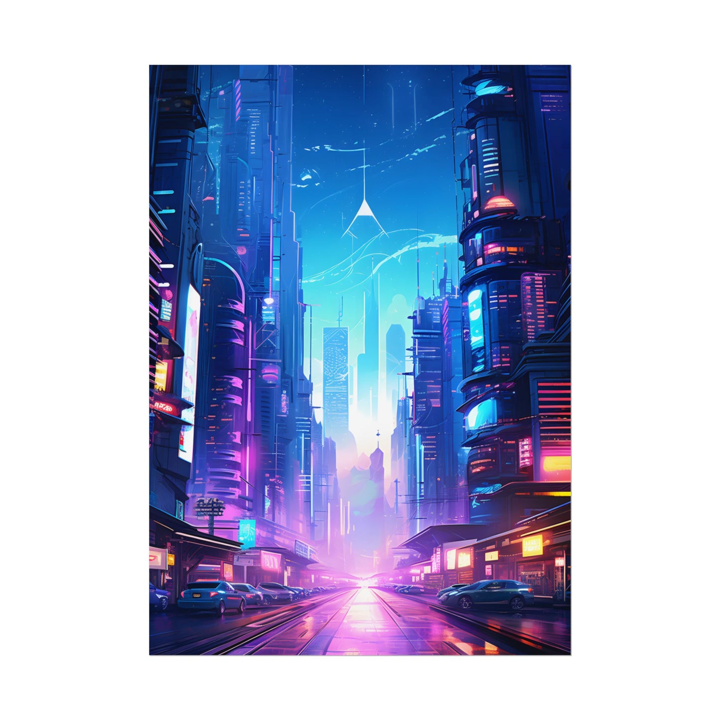 Futuristic Cityscape: Cyberpunk Dystopia Digital Artwork - Poster