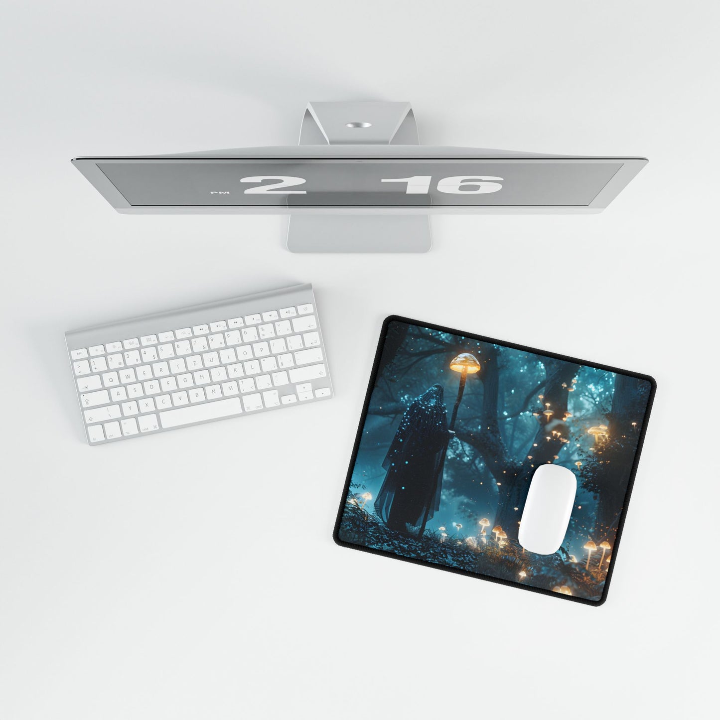 Whispers of Ancient Magic in a Moonlit Mystical Forest - Desk Mat
