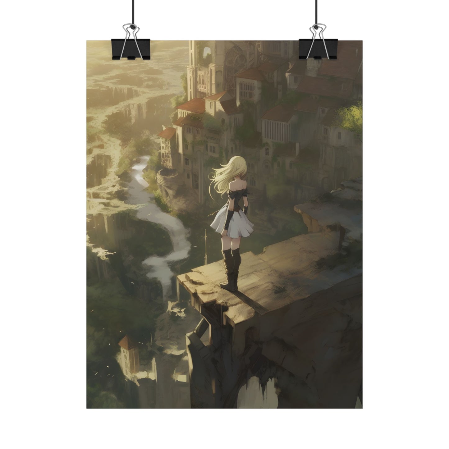 Dramatic Anime Blonde Female Digital Art - Poster