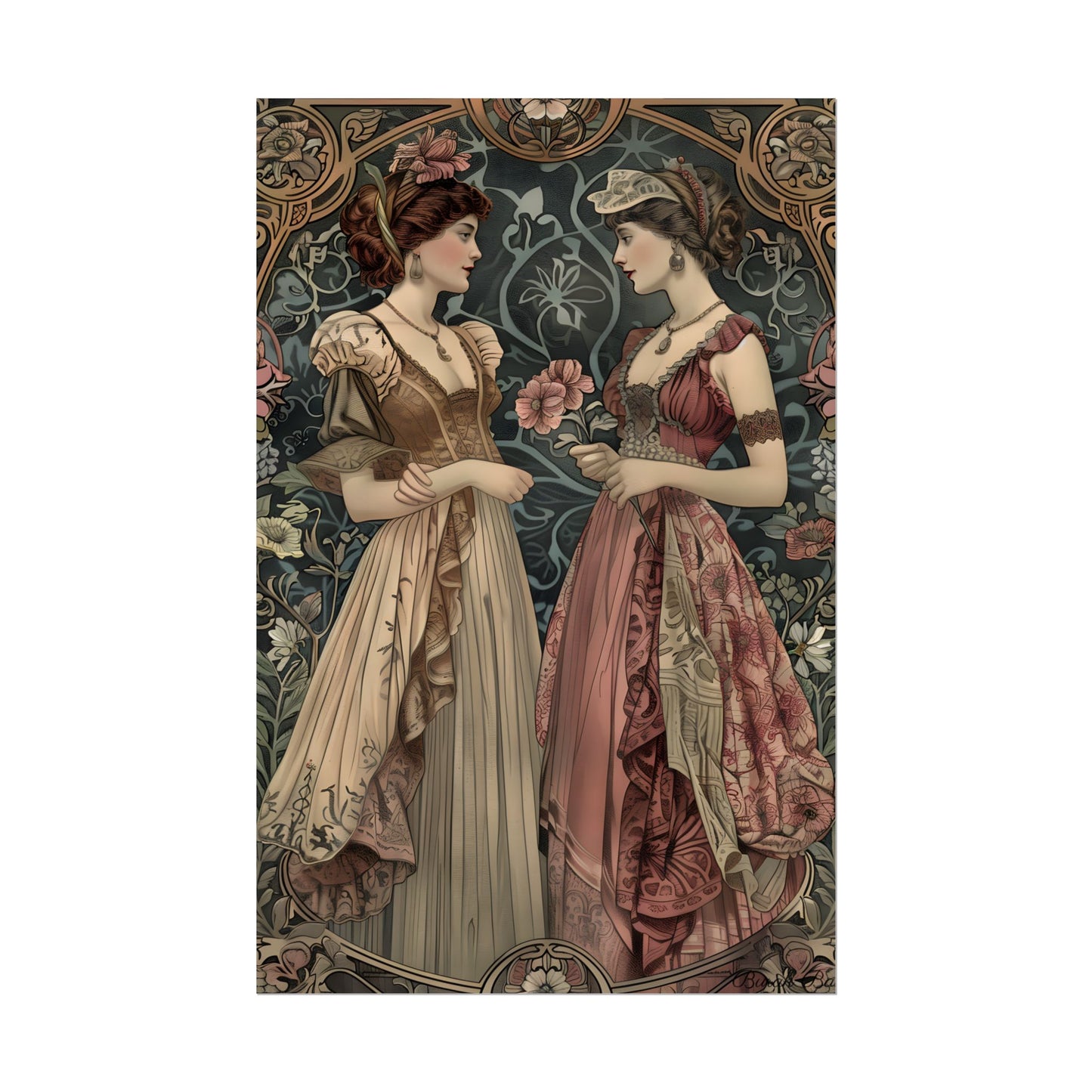 Women in Ornate Attire: Formal Primrose Ceremony - Poster