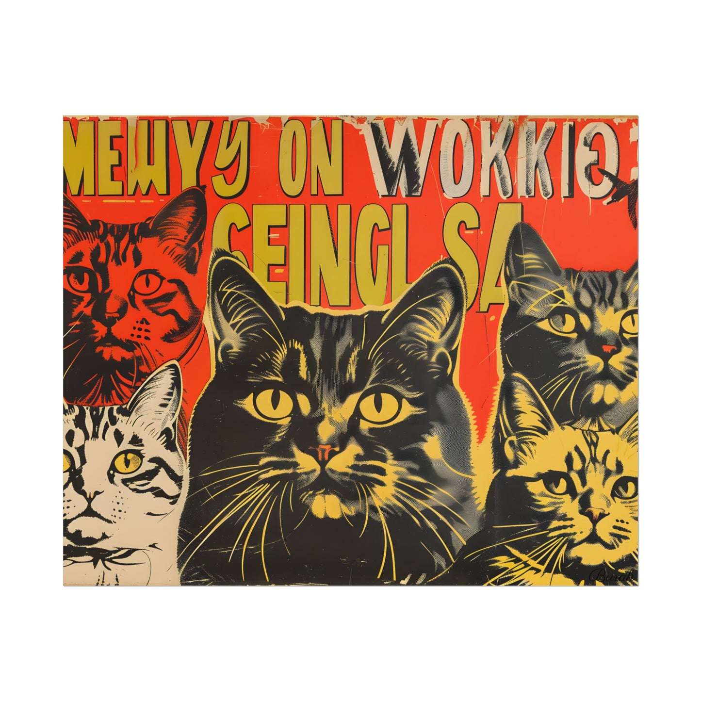 Whisked Away: A Soviet-Inspired Poster Featuring Multiple Feline Friends - Poster