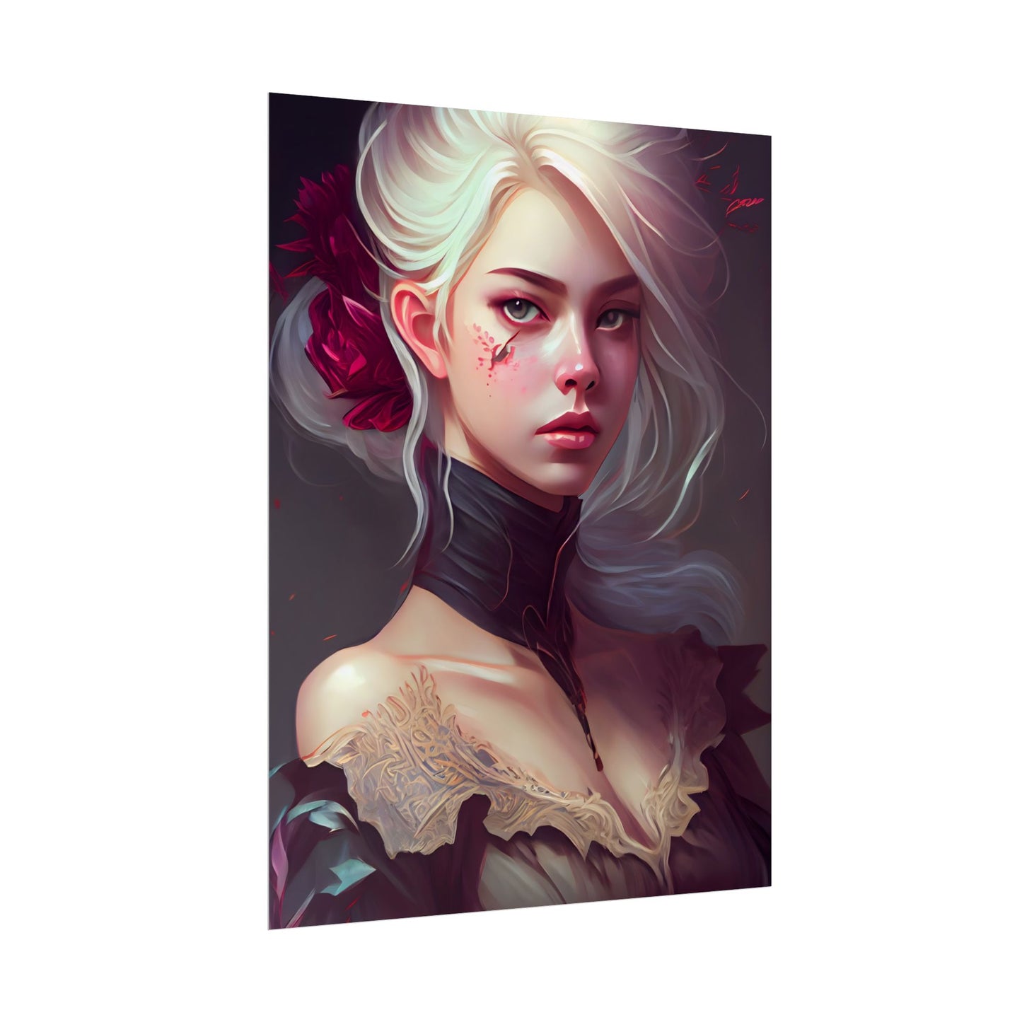 Blonde Beauty in Nature: Realistic Portrait Art - Poster