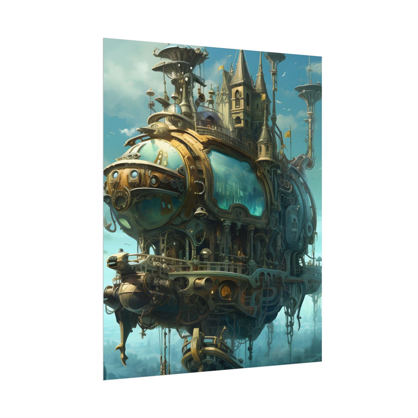 Steampunk Oceanic Adventure: A Crew's Journey Through Mechanical Tides - Poster