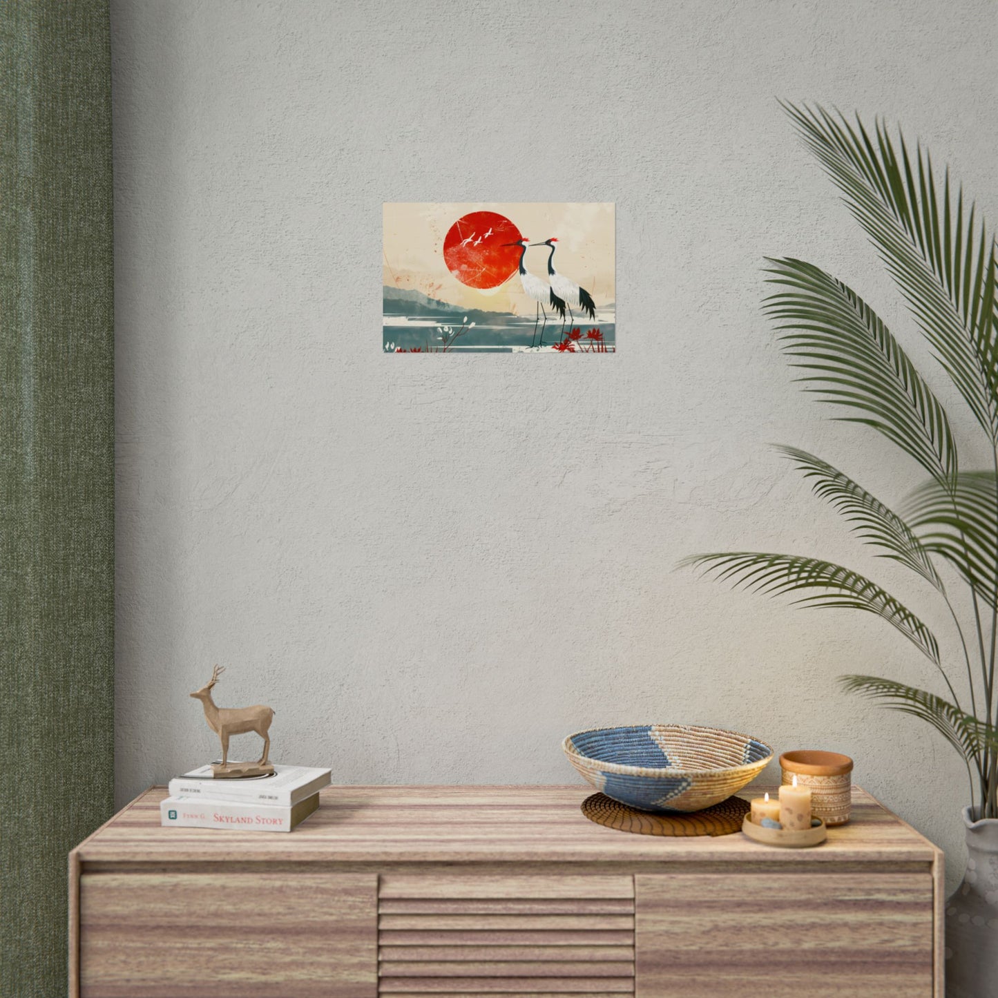 Serene Crane Landscape: Two Industrial Cranes in Nature - Poster