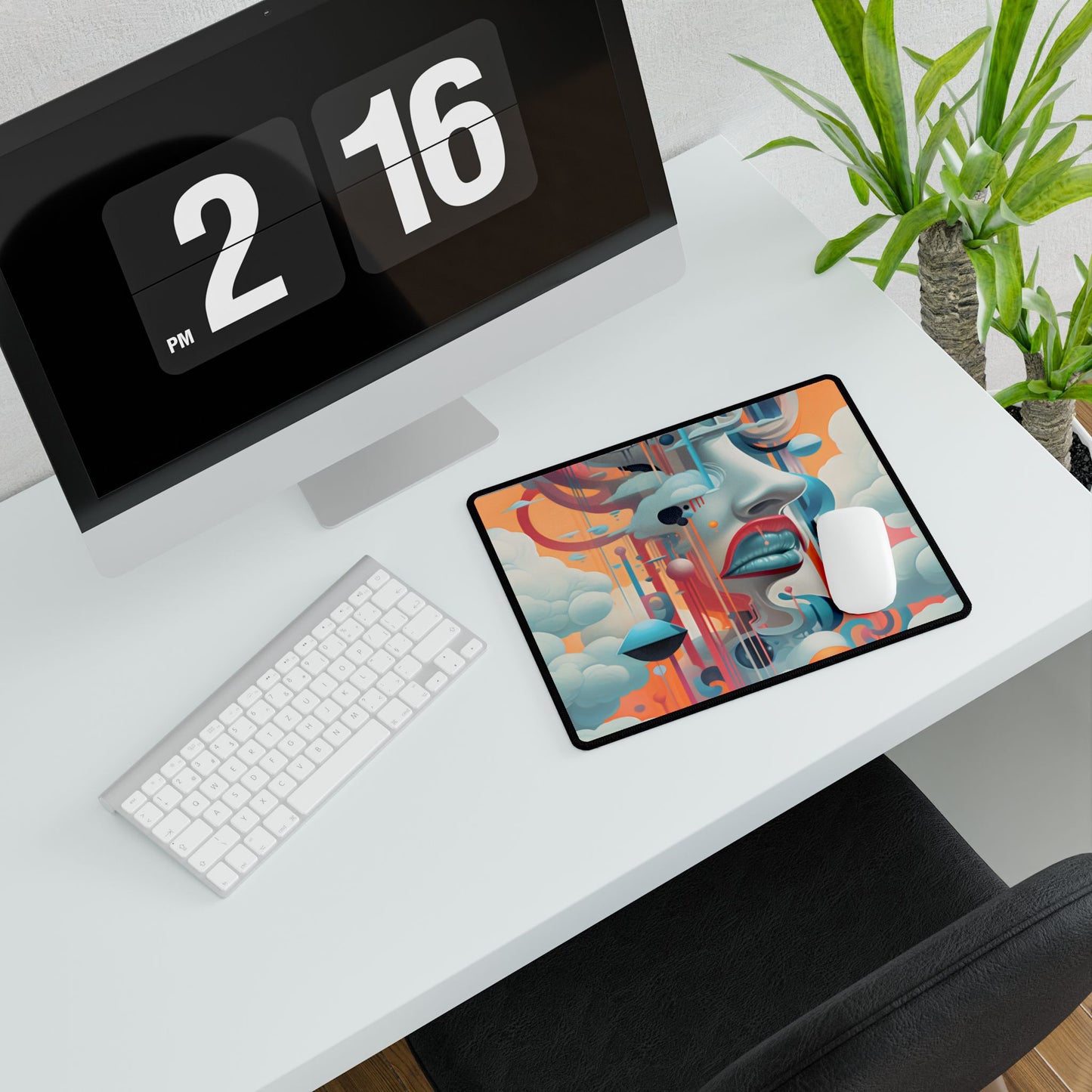 Abstract Digital Art: Dynamic Geometric Dreamspace - Desk Mat