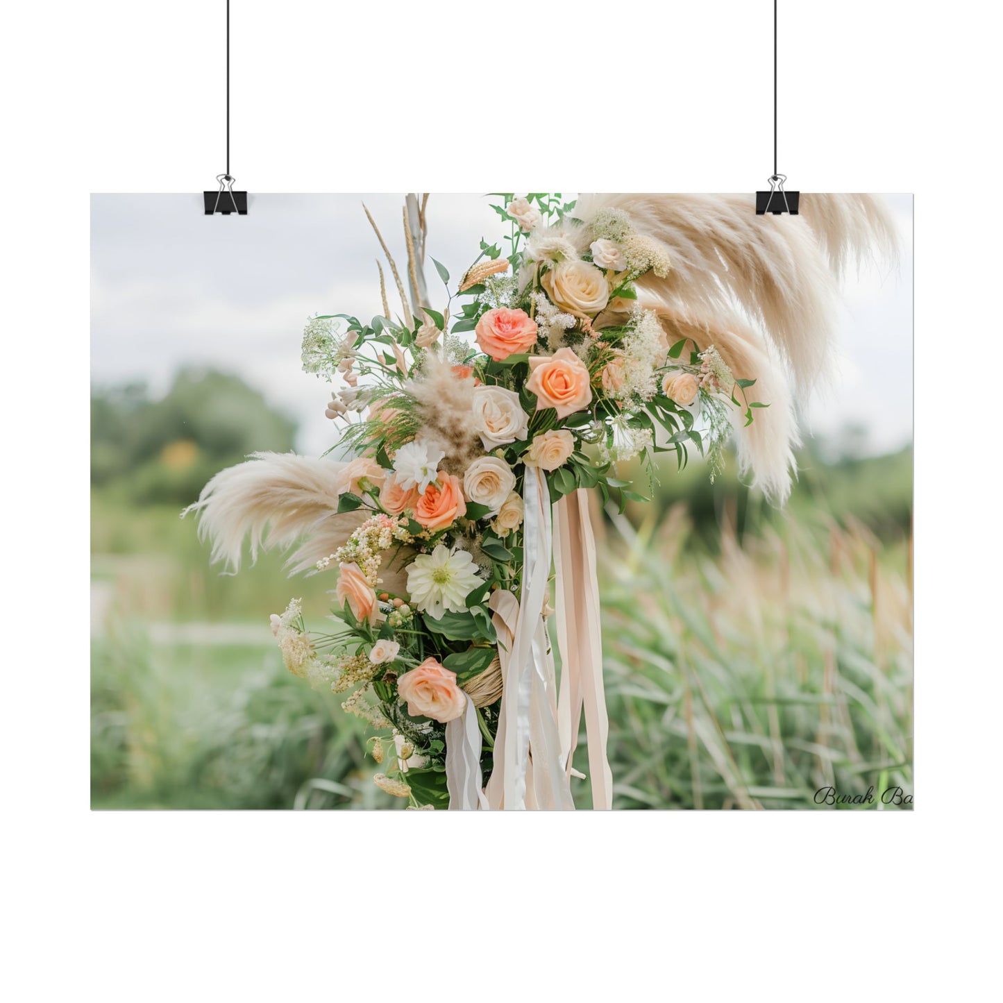 Whimsical Floral Wonders: Vibrant Pampas Garden Art - Poster