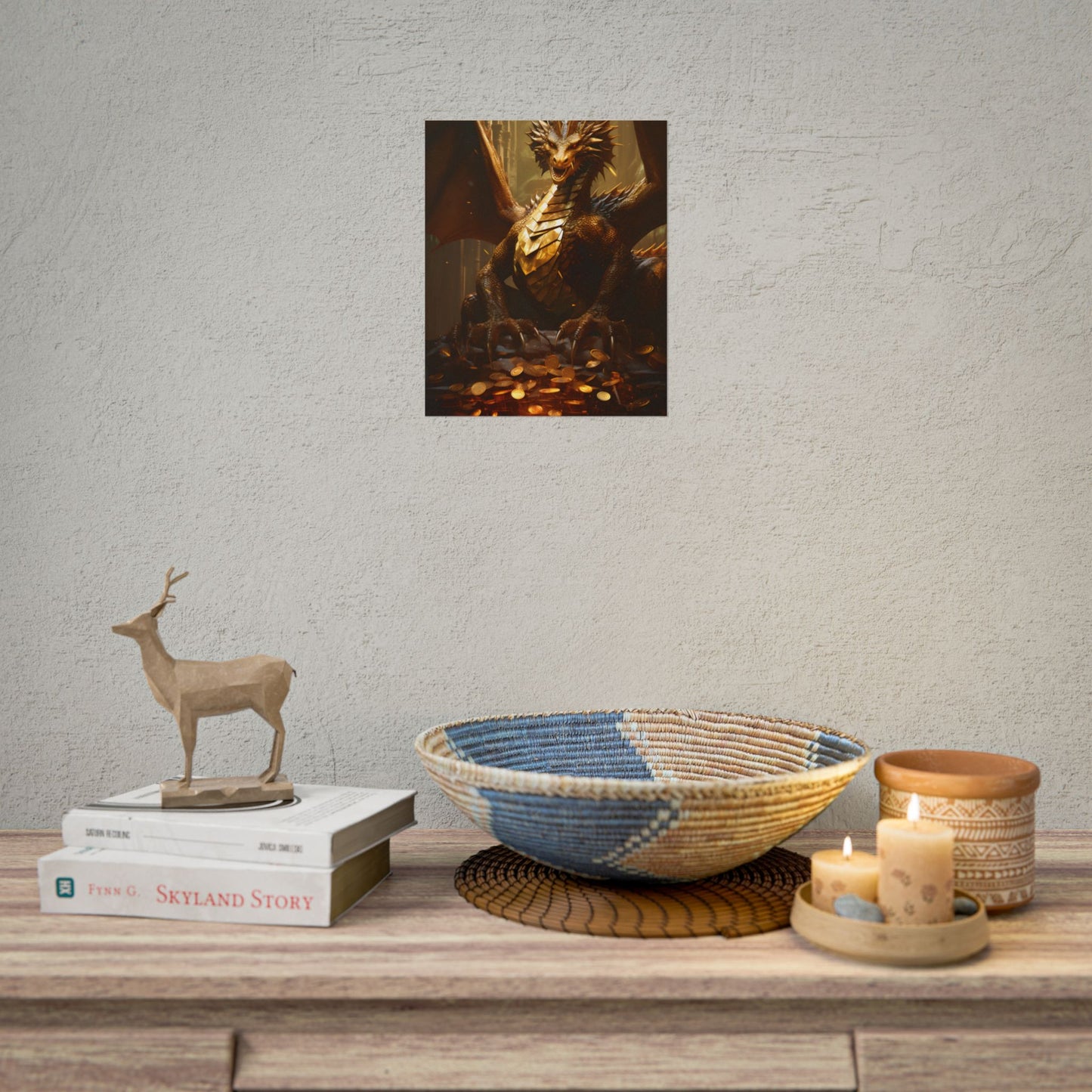 Majestic Dragon Guardian: Fantasy Artwork in a Magical Lair - Poster