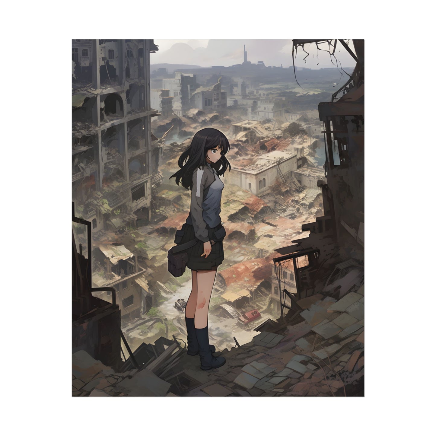 Dramatic Anime Scene: Detailed Bird's Eye View - Poster