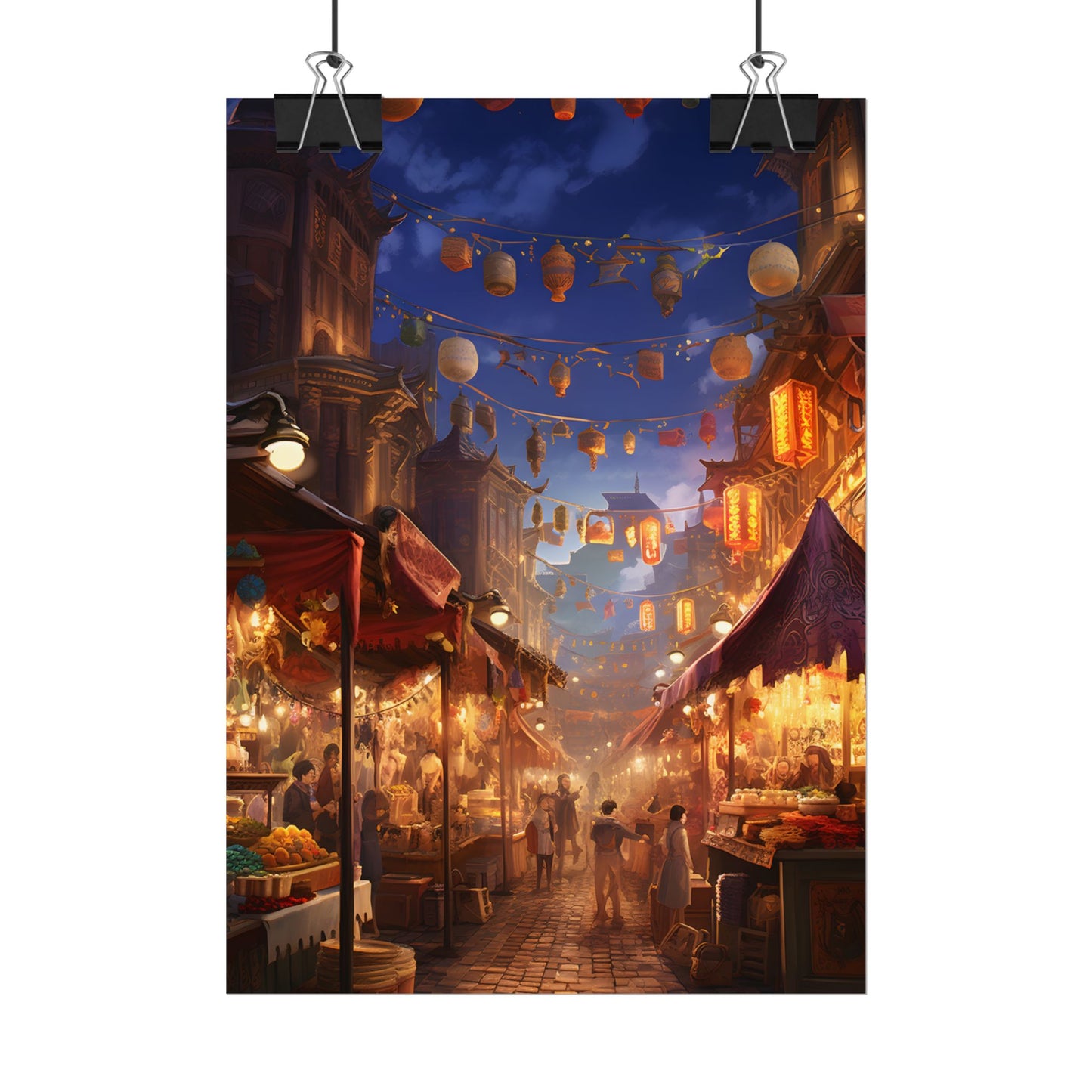 Enchanting Evening Street Food Market: A Vibrant Gathering - Poster