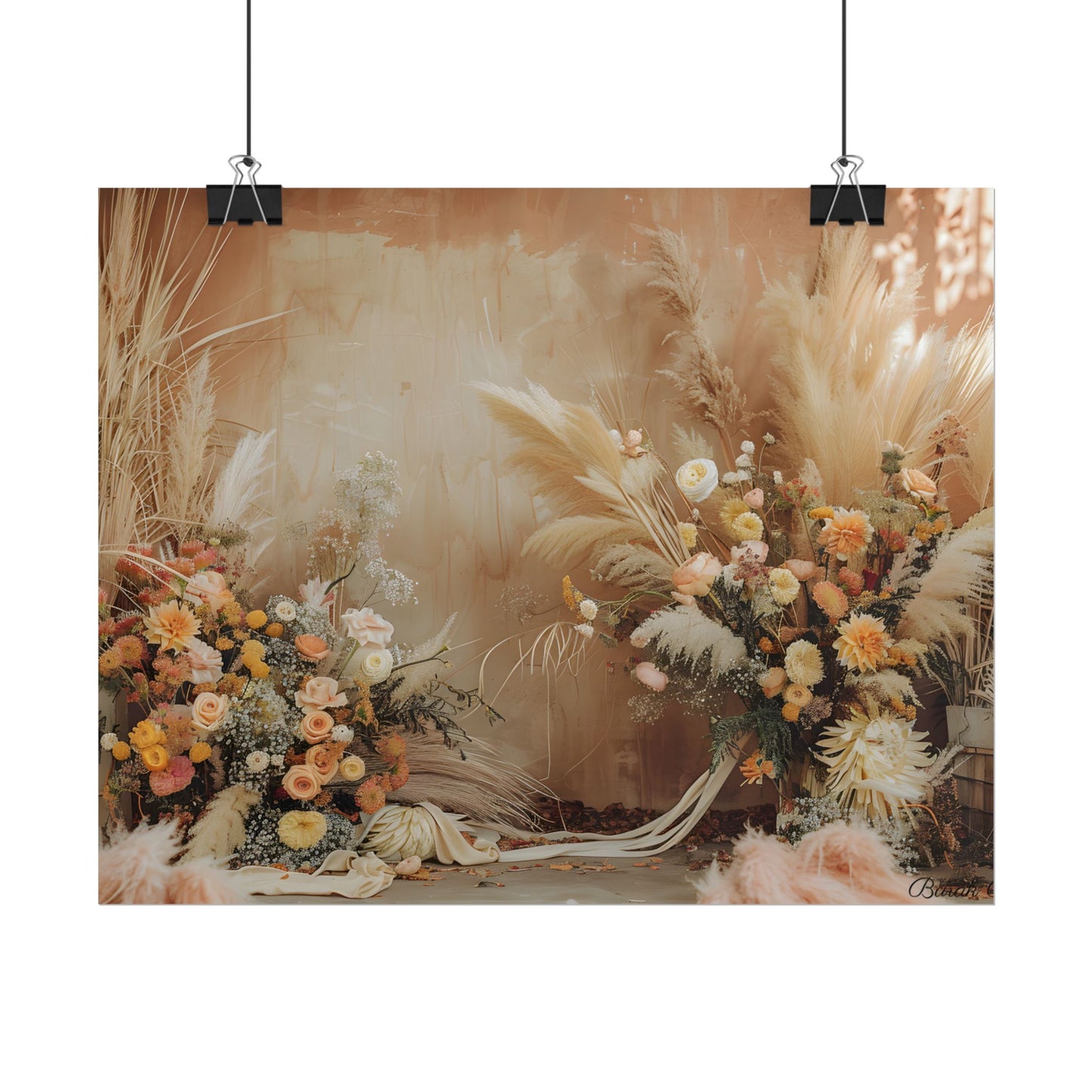 Whimsical Floral Pampas Find: Explore Calming Artwork - Poster